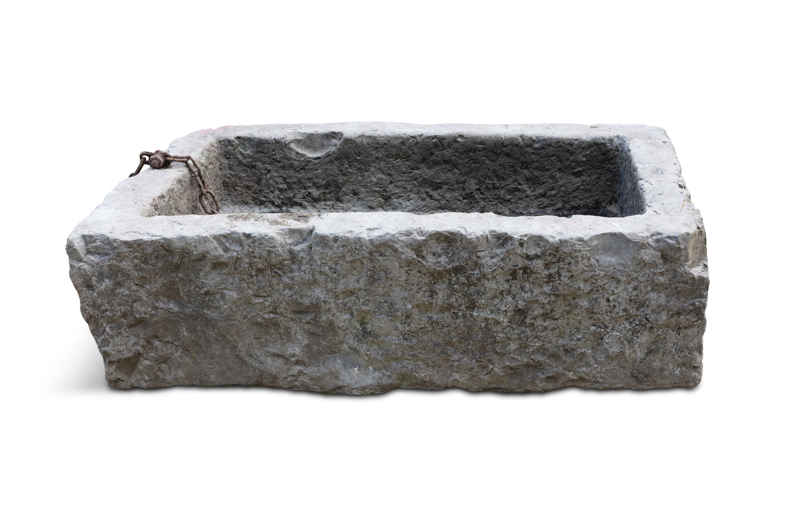 AN IRISH LIMESTONE WATER TROUGH, 30cm high x 104cm wide x 55cm deep Provenance: Private: AN IRISH LIMESTONE WATER TROUGH, 30cm high x 104cm wide x 55cm deep Provenance: Private Collection, Co. Kildare