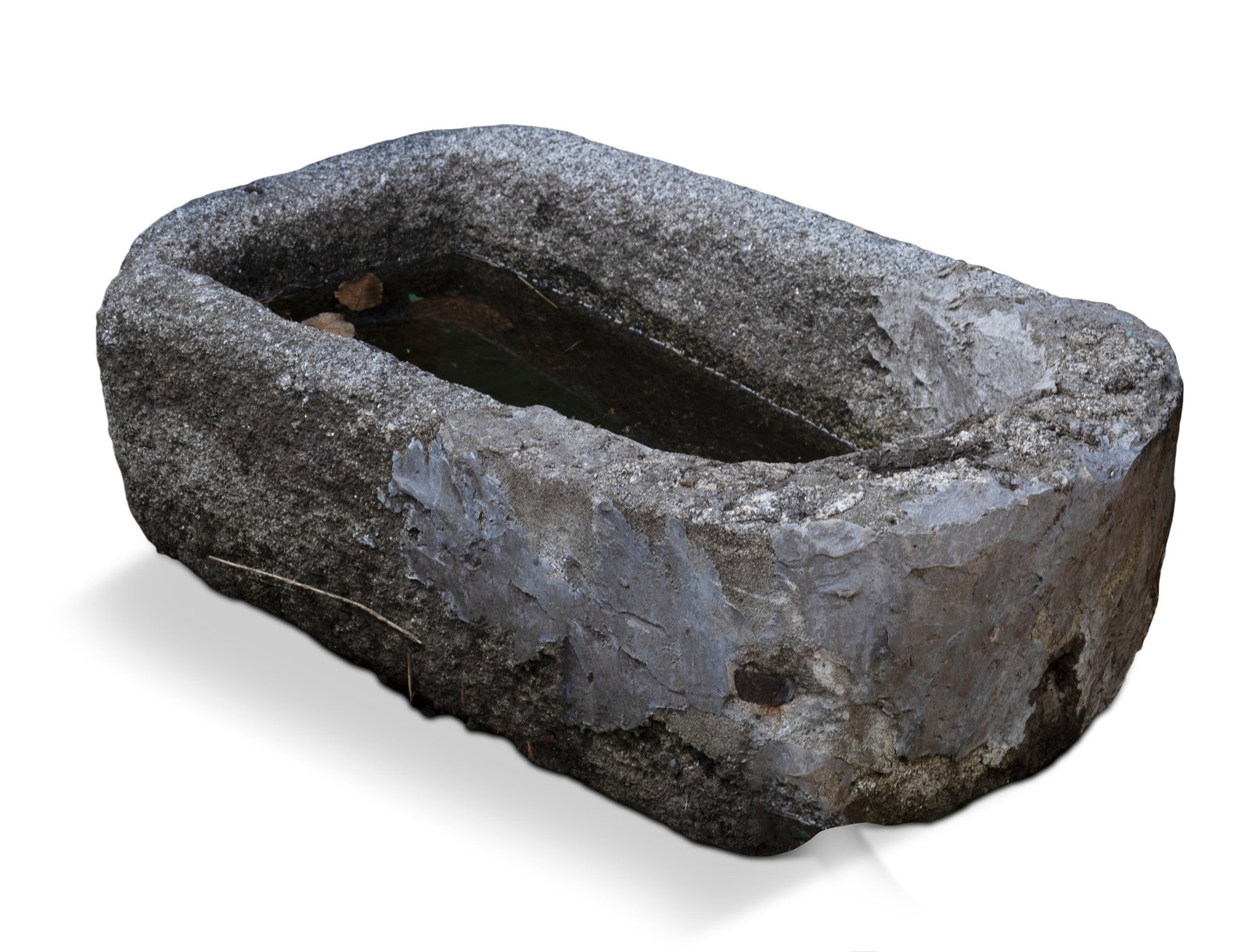 A LIMESTONE WATER TROUGH, 39cm high x 121cm x 61cm deep (with repairs) Provenance: Private: A LIMESTONE WATER TROUGH, 39cm high x 121cm x 61cm deep (with repairs) Provenance: Private Collection, Co. Kildare