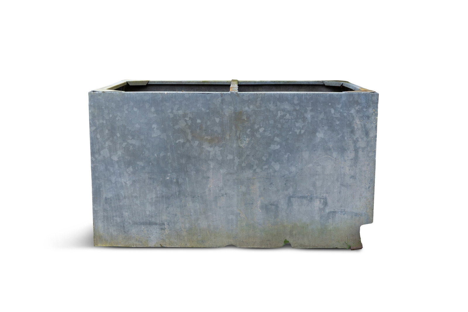 A LARGE GALVANISED ZINC WATER TANK/ PLANTER, With dividing bar to top and inside the tank, 102cm (1 of 2)