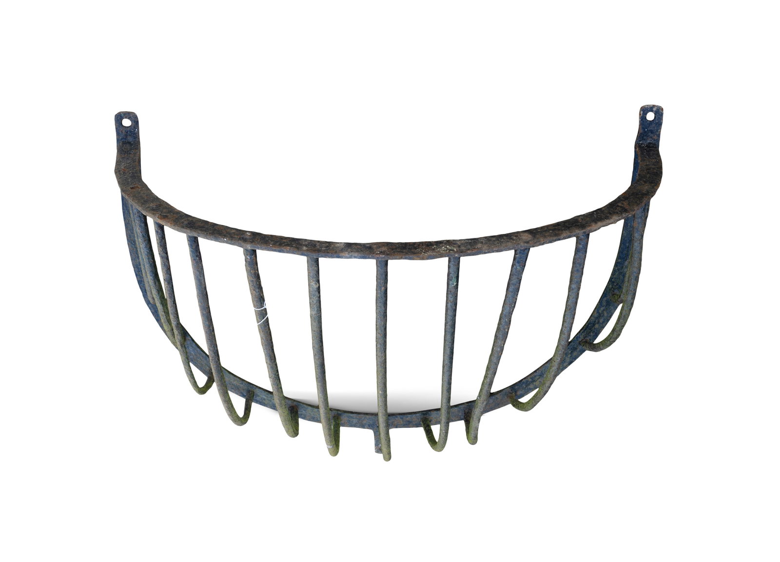 A LARGE WROUGHT IRON HAYRACK, 19TH CENTURY, Of twelve vertical bars, 73cm high, 49cm deep, 76cm (1 of 2)