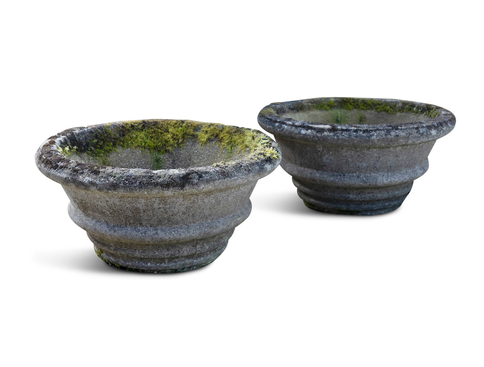 A PAIR OF CAST CONCRETE CIRCULAR TROUGHS / PLANTERS, 28cm high, 60cm diameter (1 of 1)