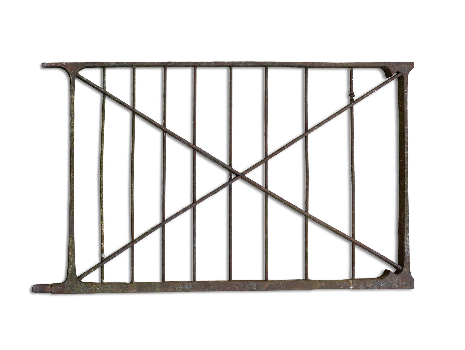 A WROUGHT IRON EIGHT BAR GATE, with x-frame cross bar. 95cm high, 158cm wide Provenance: Ballyfin: A WROUGHT IRON EIGHT BAR GATE, with x-frame cross bar. 95cm high, 158cm wide Provenance: Ballyfin House, Co. Laois