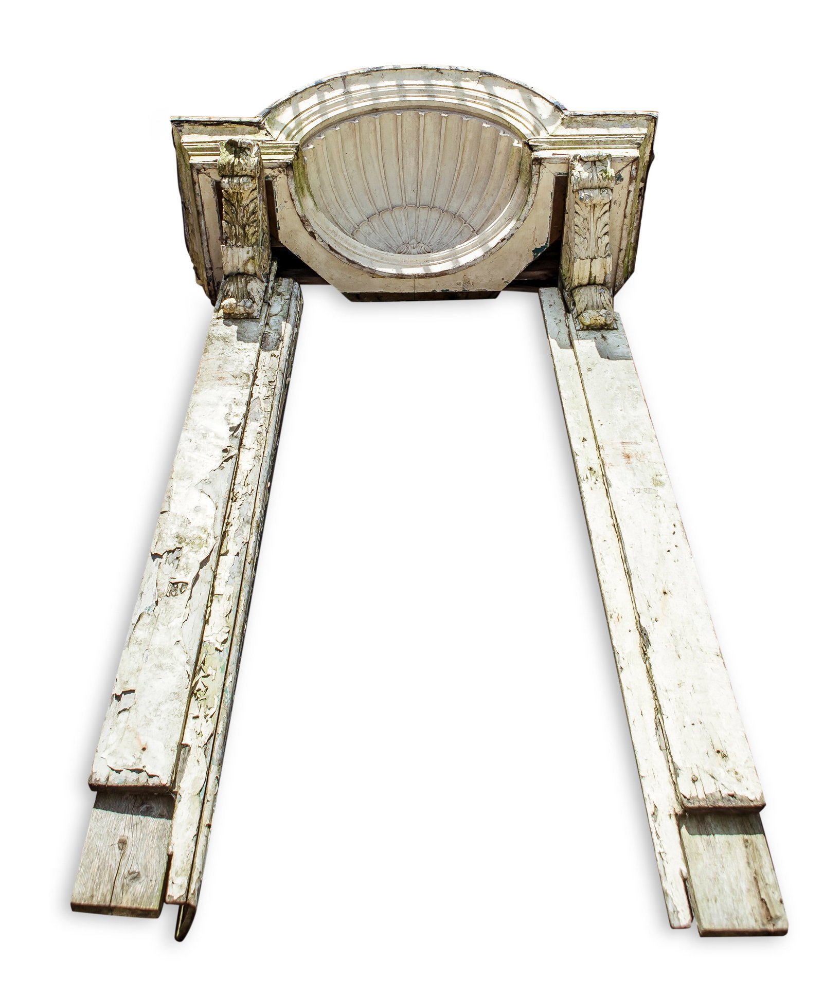 A CARVED OAK SCALLOP SHELL DOOR CANOPY, 19TH CENTURY, with arches top, outset cornice, with scallop (1 of 2)