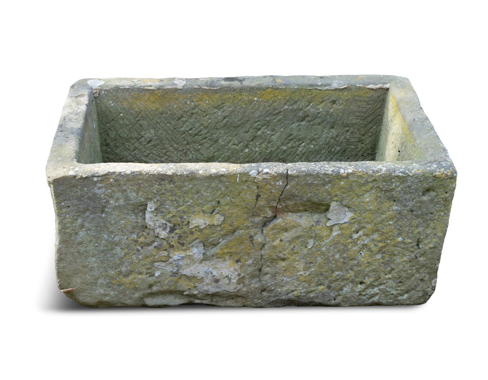 AN IRISH LIMESTONE TROUGH, 31cm high x 74cm wide, 47cm deep (1 of 2)