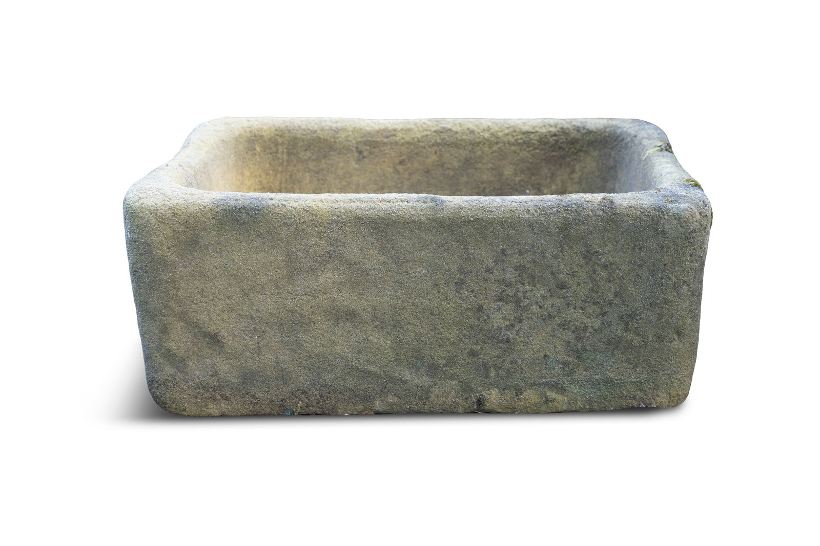 A SMALL IRISH SANDSTONE DUCK TROUGH, 22cm high, 52cm wide, 41cm deep (1 of 2)