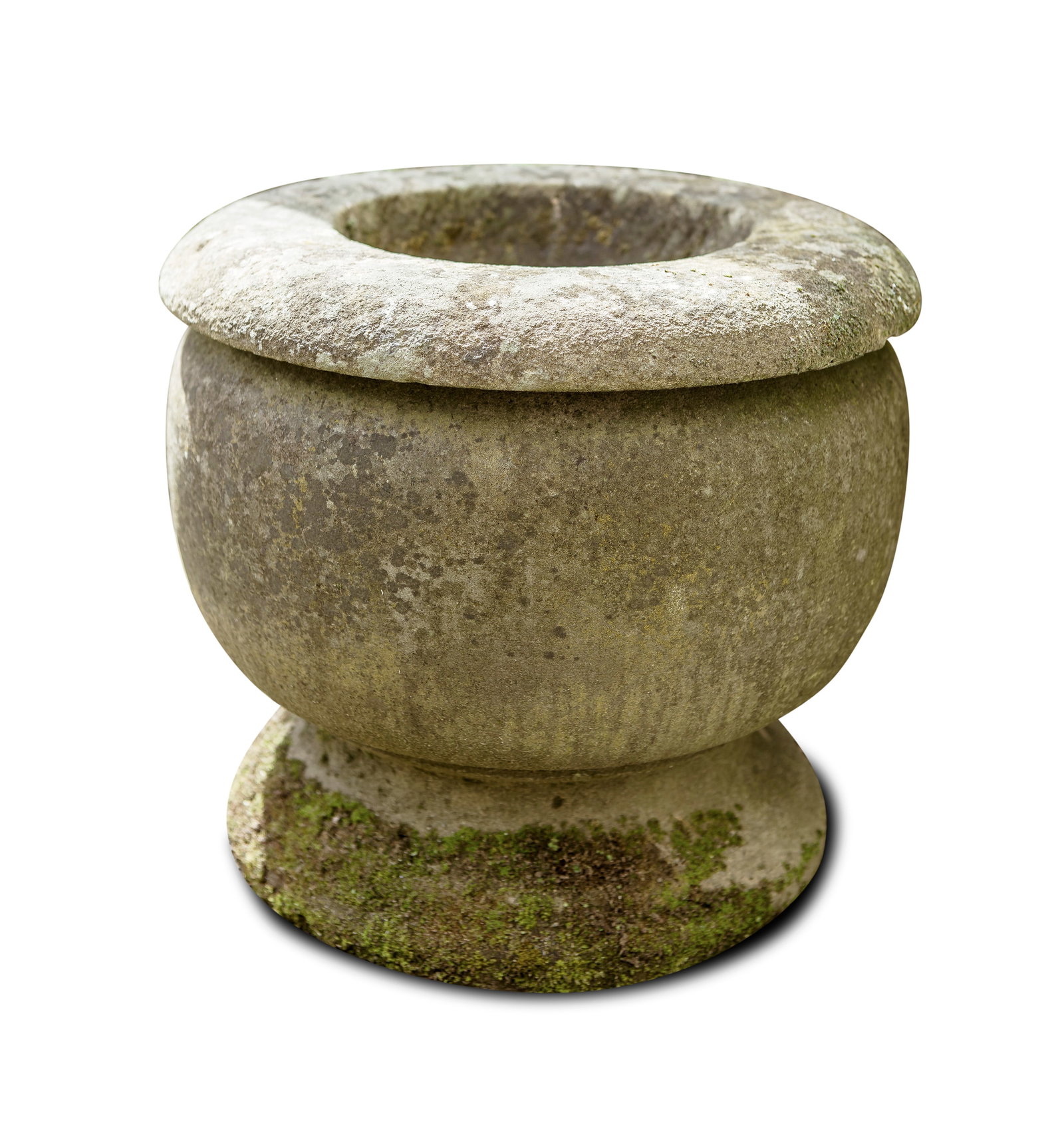 A PAIR OF JAPANESE STONE CIRCULAR PLANTERS, 42cm high. 49cm diameter (1 of 4)