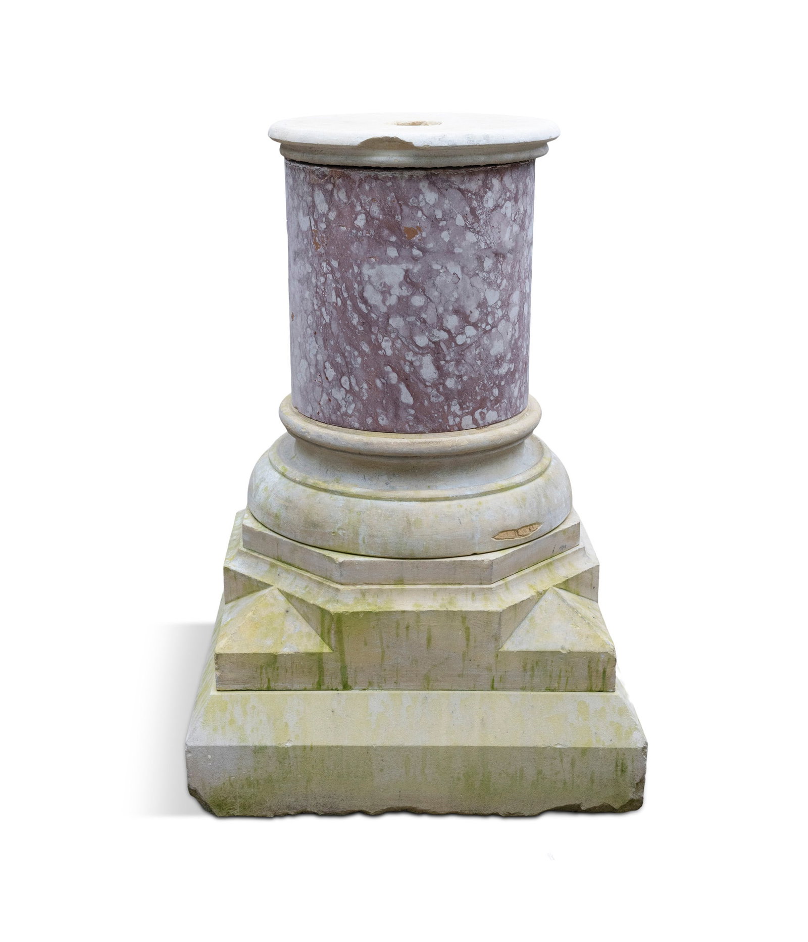 A CORK RED MARBLE AND SANDSTONE COLUMN, 80cm high (1 of 2)