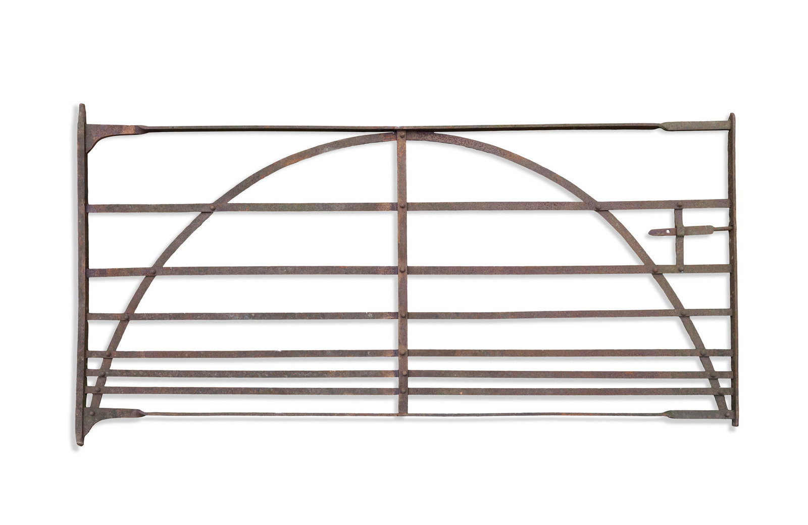 A WROUGHT IRON EIGHT BAR GATE, with arched central section. 125cm high. 274cm wide (1 of 1)