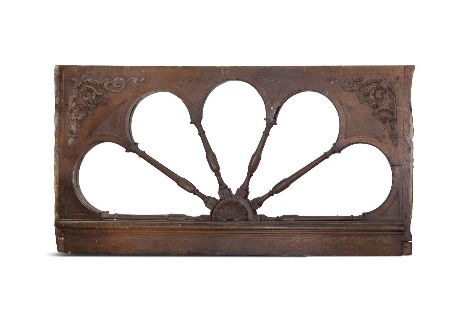 A MONUMENTAL CARVED OAK FAN LIGHT, 19TH CENTURY, 274cm wide, 136cm high (1 of 2)