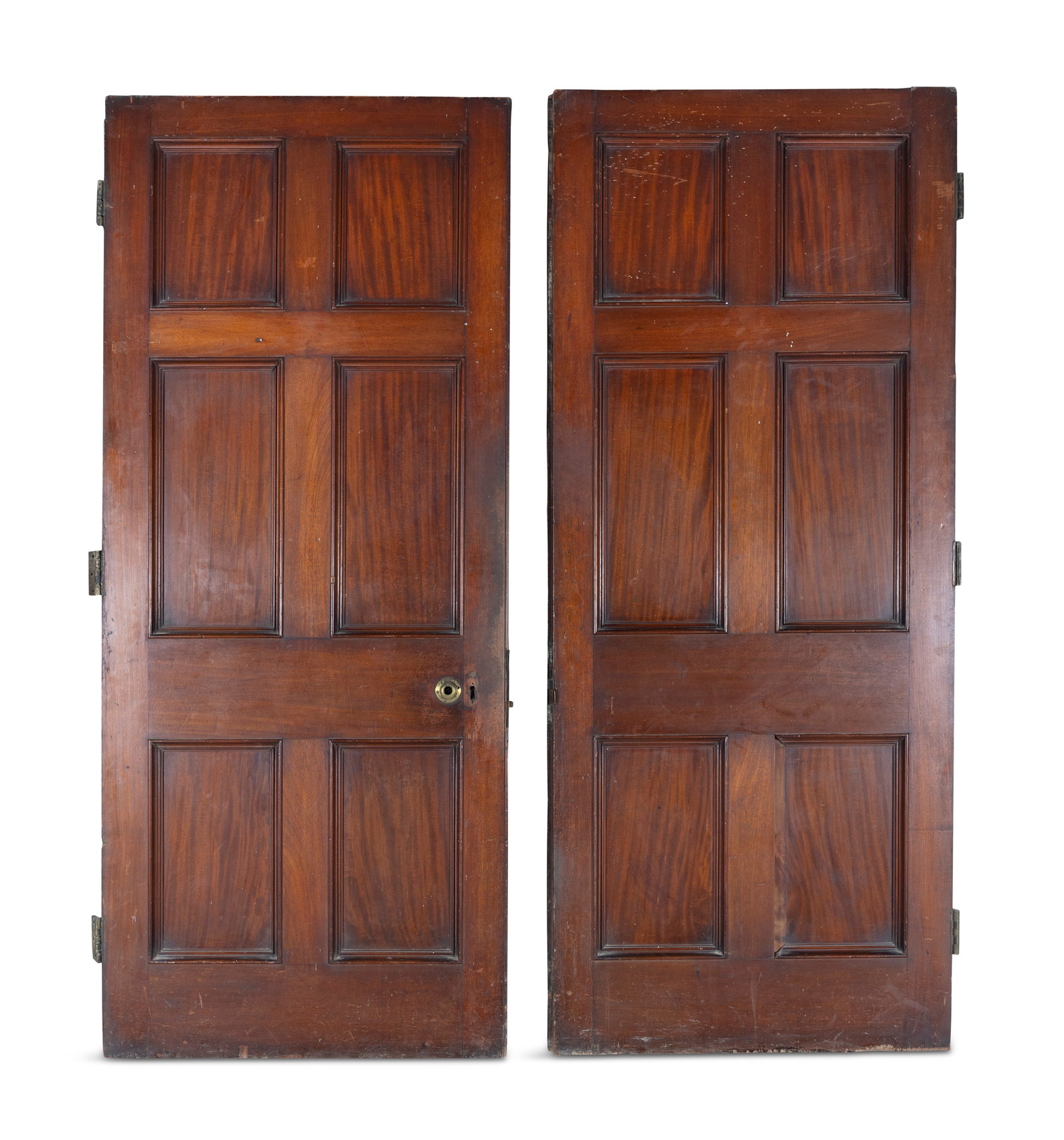 A PAIR OF MAHOGANY SIX-PANEL DOORS, 19TH CENTURY 208 x 86cm Provenance: Sale, Adam's, Dublin, 12: A PAIR OF MAHOGANY SIX-PANEL DOORS, 19TH CENTURY 208 x 86cm Provenance: Sale, Adam's, Dublin, 12 October 2014, lot 296