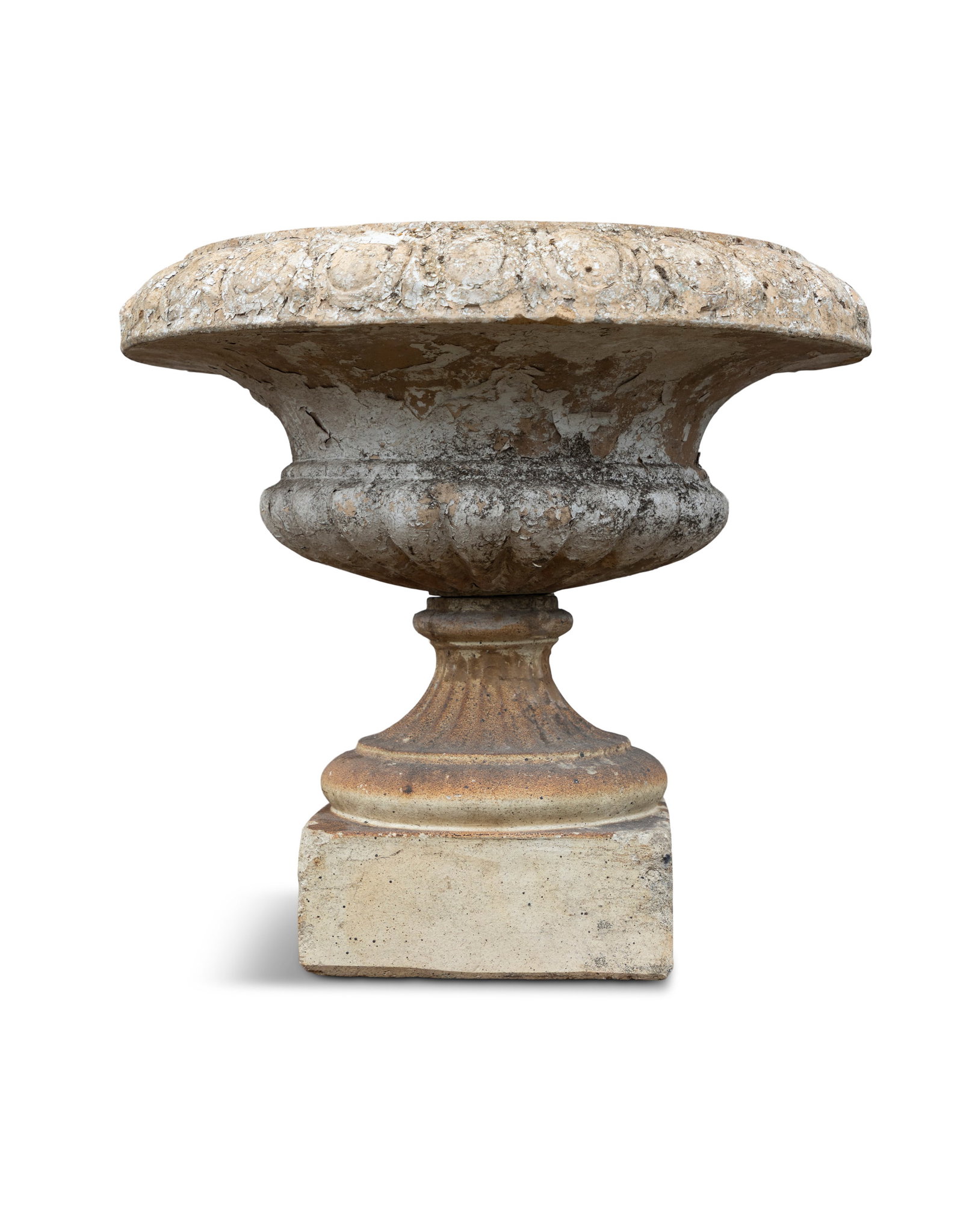 A TERRACOTTA URN, 63cm high, 56cm diameter (1 of 4)