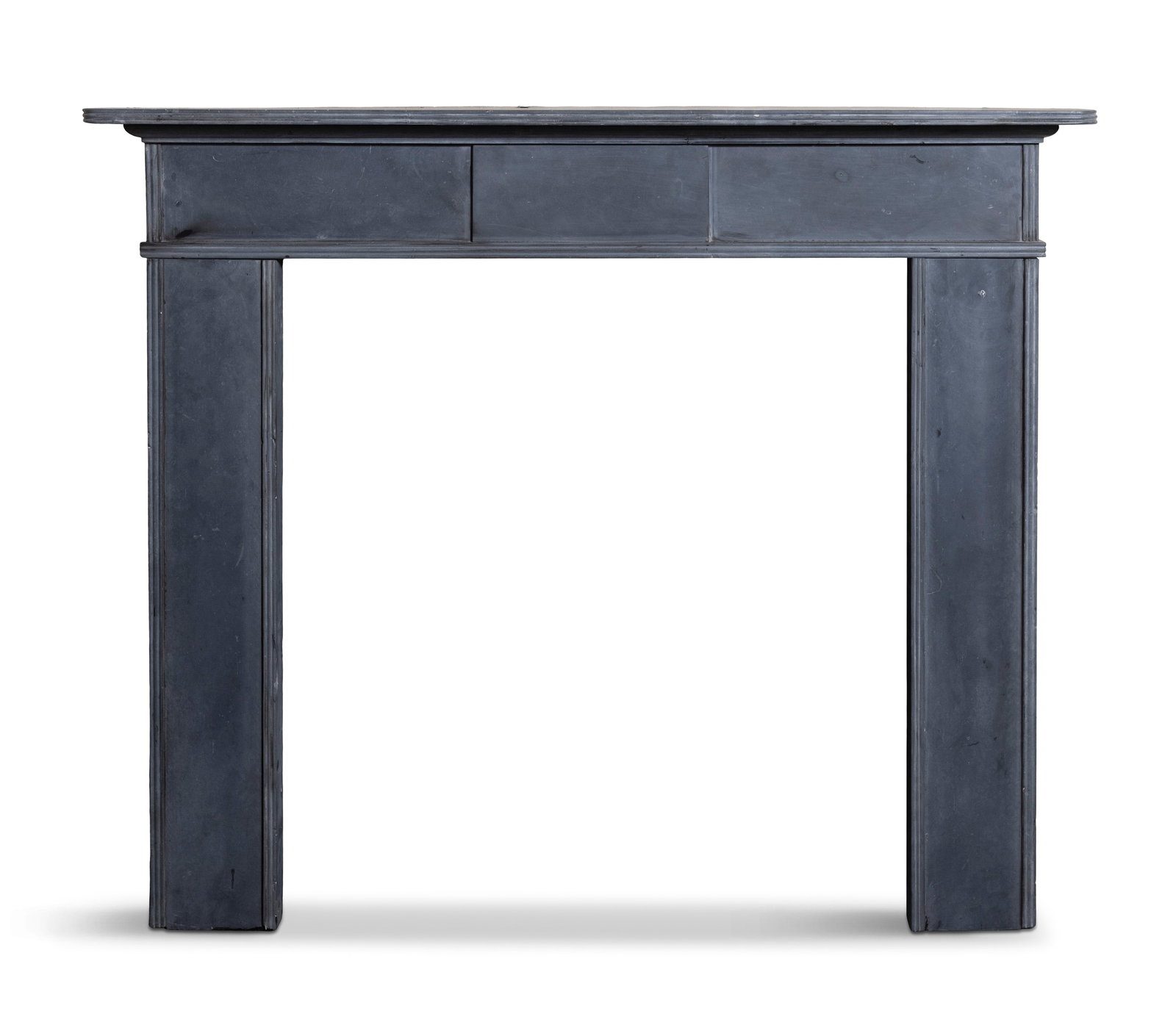 AN IRISH 18TH CENTURY BLUE LIMESTONE FIREPLACE SURROUND 128.5cm high x 148cm wide Provenance: (1 of 3)