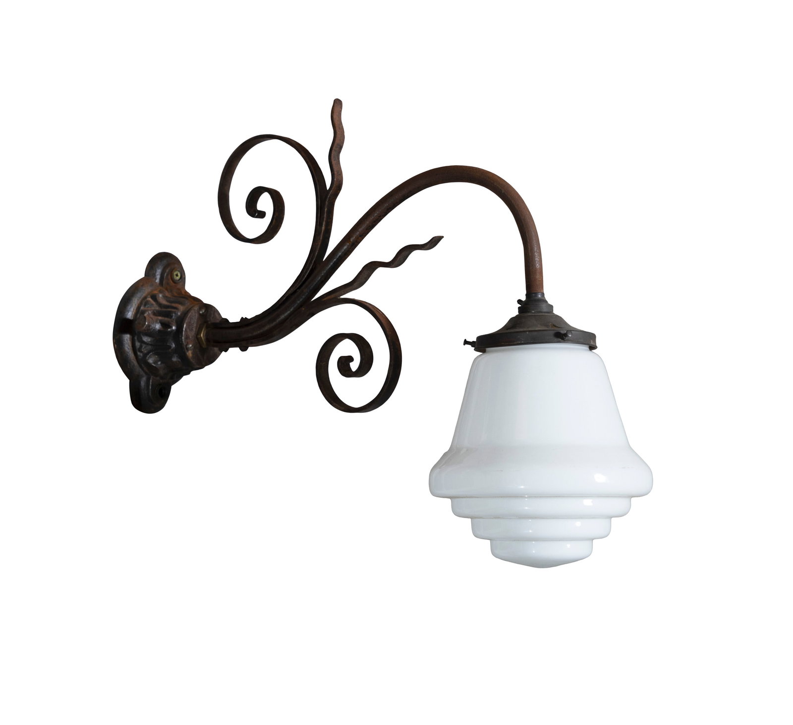 A PAIR OF WALL LIGHTS with scroll arms (1 of 3)