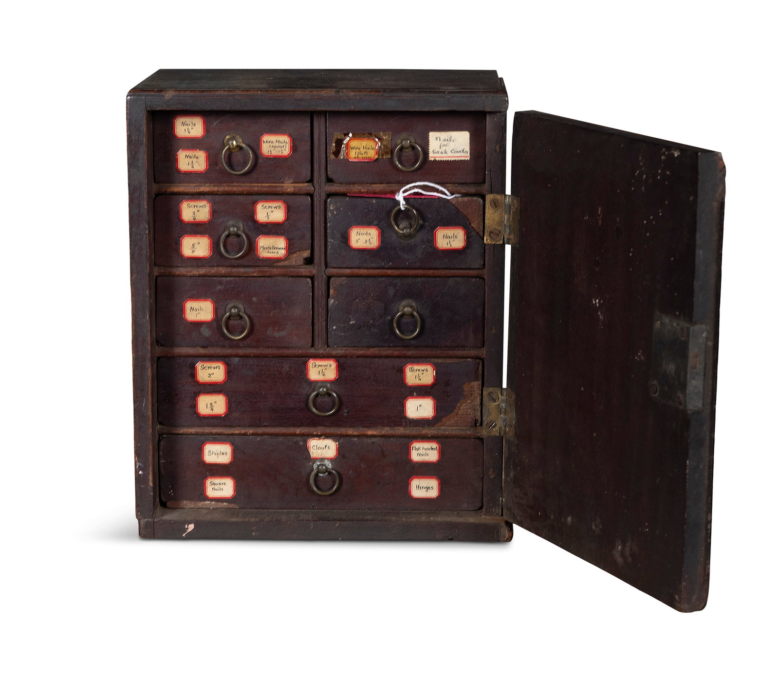 A GEORGIAN MINIATURE BANKER DRAWERS, modelled as a safe, opening to reveal size small drawers (1 of 2)