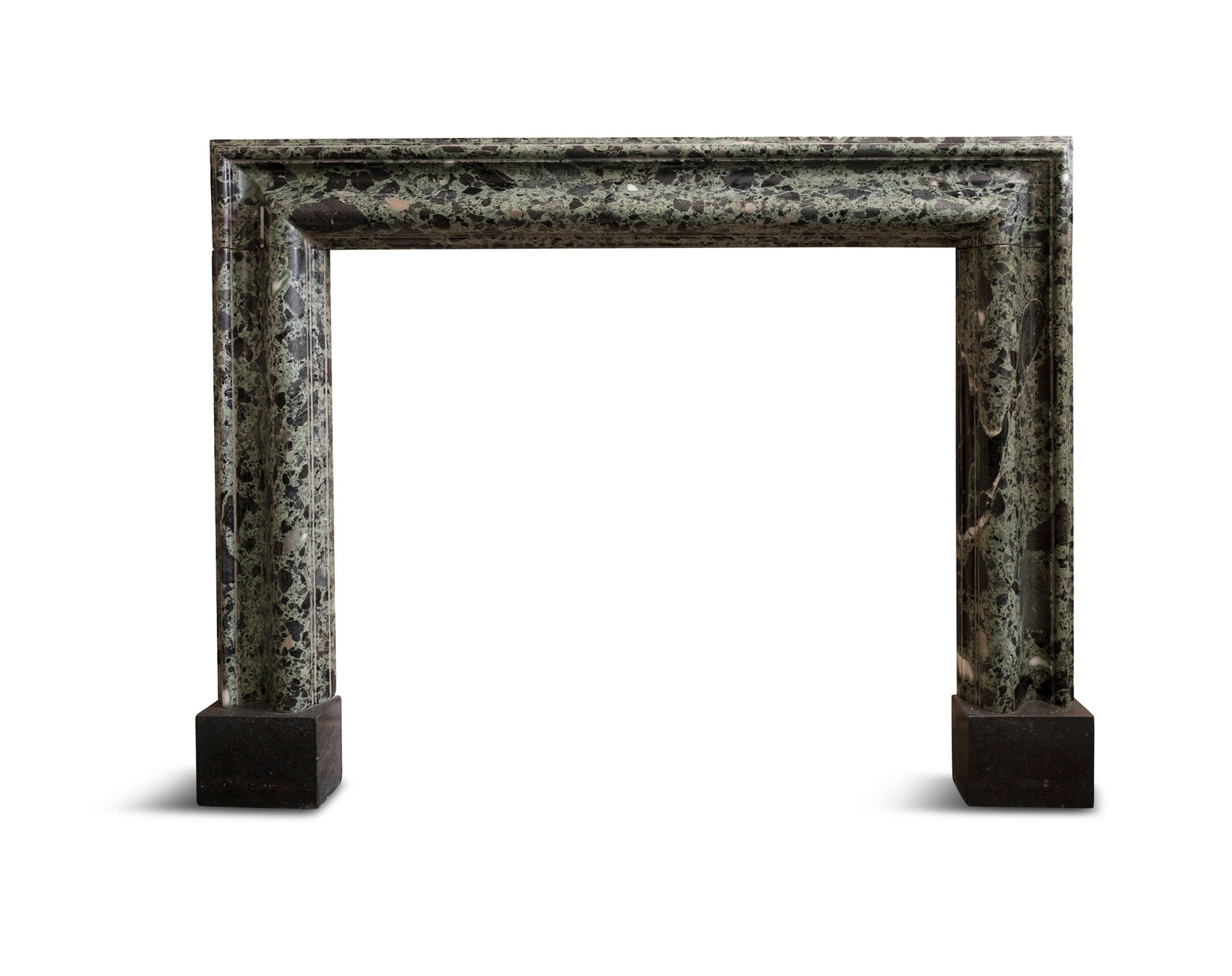 A GREEN MARBLE FIRE SURROUND, 112cm high, 143cm wide, interior 93cm high, 106cm wide: A GREEN MARBLE FIRE SURROUND, 112cm high, 143cm wide, interior 93cm high, 106cm wide