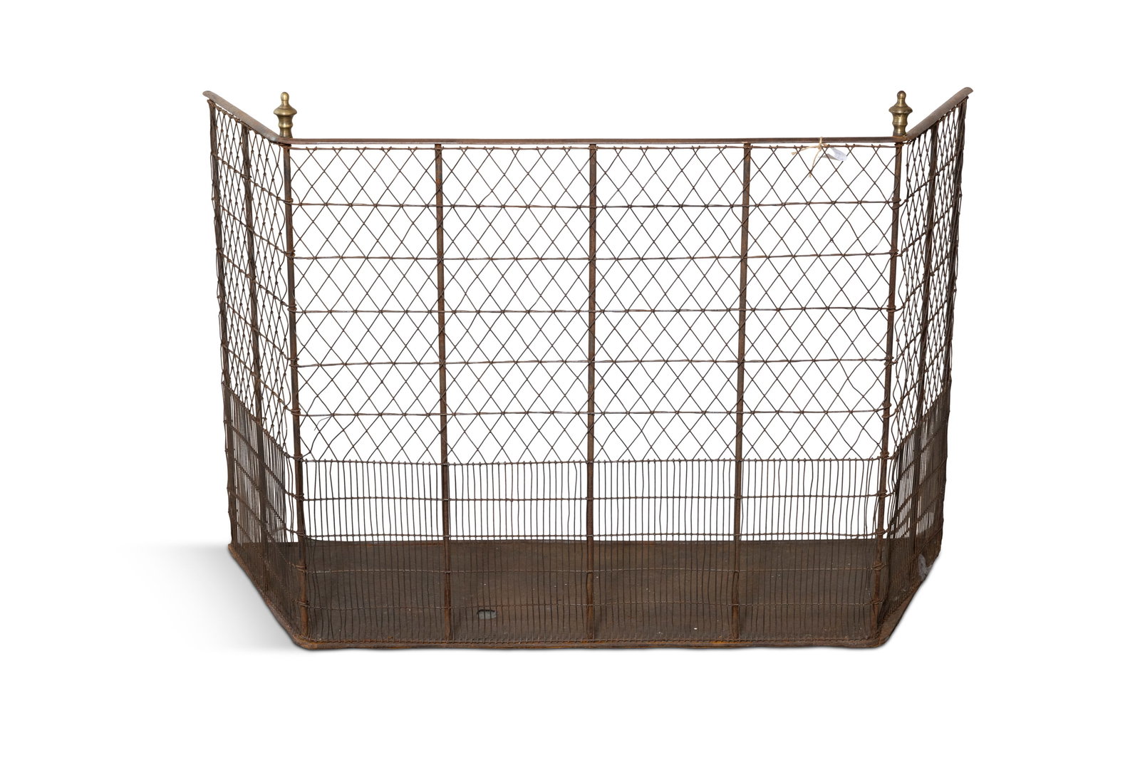 A WIRE WORK NURSERY FENDER, upright form with urns finials, 83cm high, 126cm wide, Provenance,: A WIRE WORK NURSERY FENDER, upright form with urns finials, 83cm high, 126cm wide, Provenance, Abbeyleix, Co. Laois