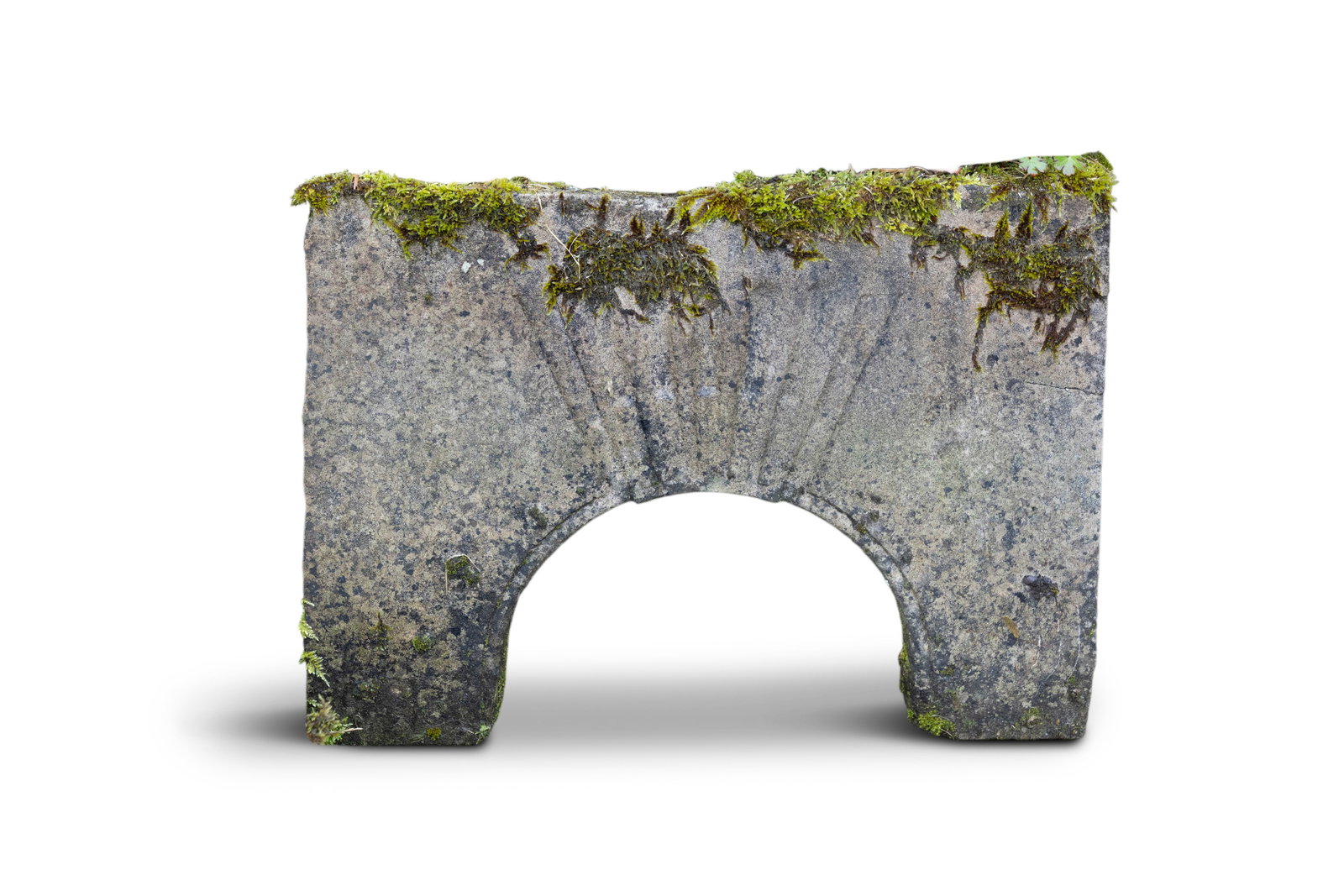 A SMALL SANDSTONE OVER-SECTION FOR A FIREPLACE, with central angular fluted pattern, 49cm high,: A SMALL SANDSTONE OVER-SECTION FOR A FIREPLACE, with central angular fluted pattern, 49cm high, 63cm wide, 5cm deep