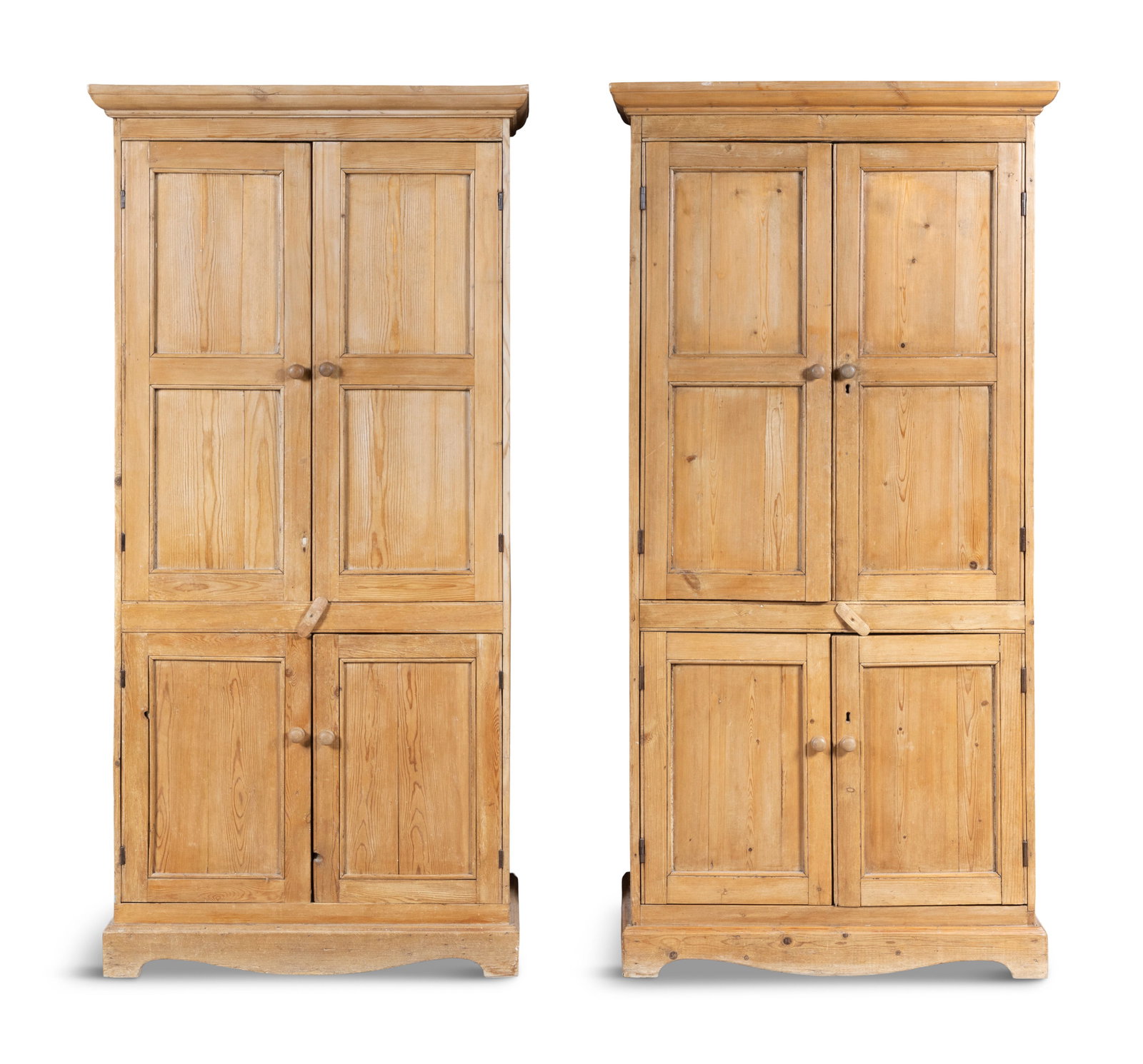 A PAIR OF PINE TWO-TIER CUPBOARDS, 19th Century, 203cm high, 91cm wide, 44.8cm deep (2) (1 of 5)
