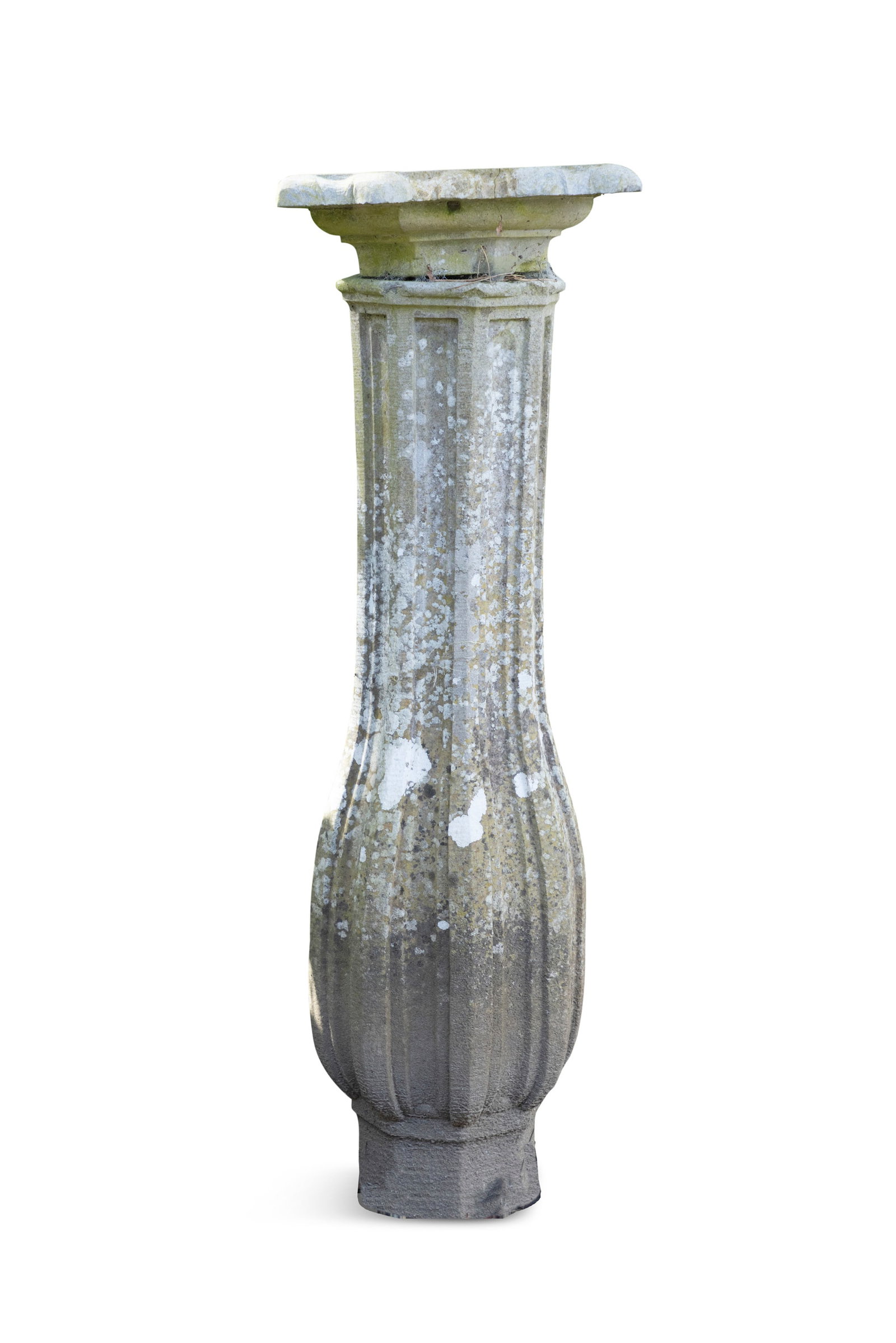 ***DESCRIPTION SHOULD READ*** A WHITE MARBLE SUNDIAL PEDESTAL, square top over baluster fluted (1 of 2)