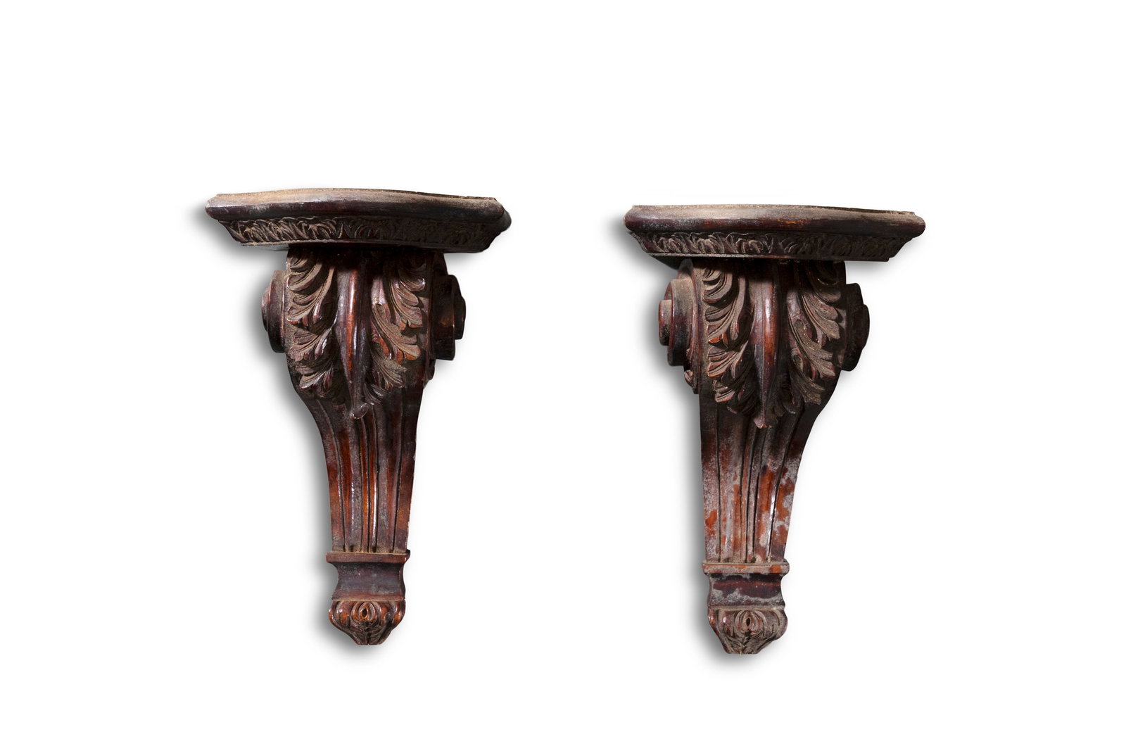 A PAIR OF TIMBER WALL BRACKETS/ CORBELS 39cm high, 49.5cm wide (1 of 3)