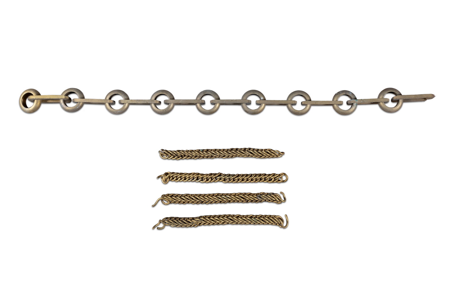 TWO SETS OF BRASS LINK CHAINS Longer example 80cm (1 of 4)