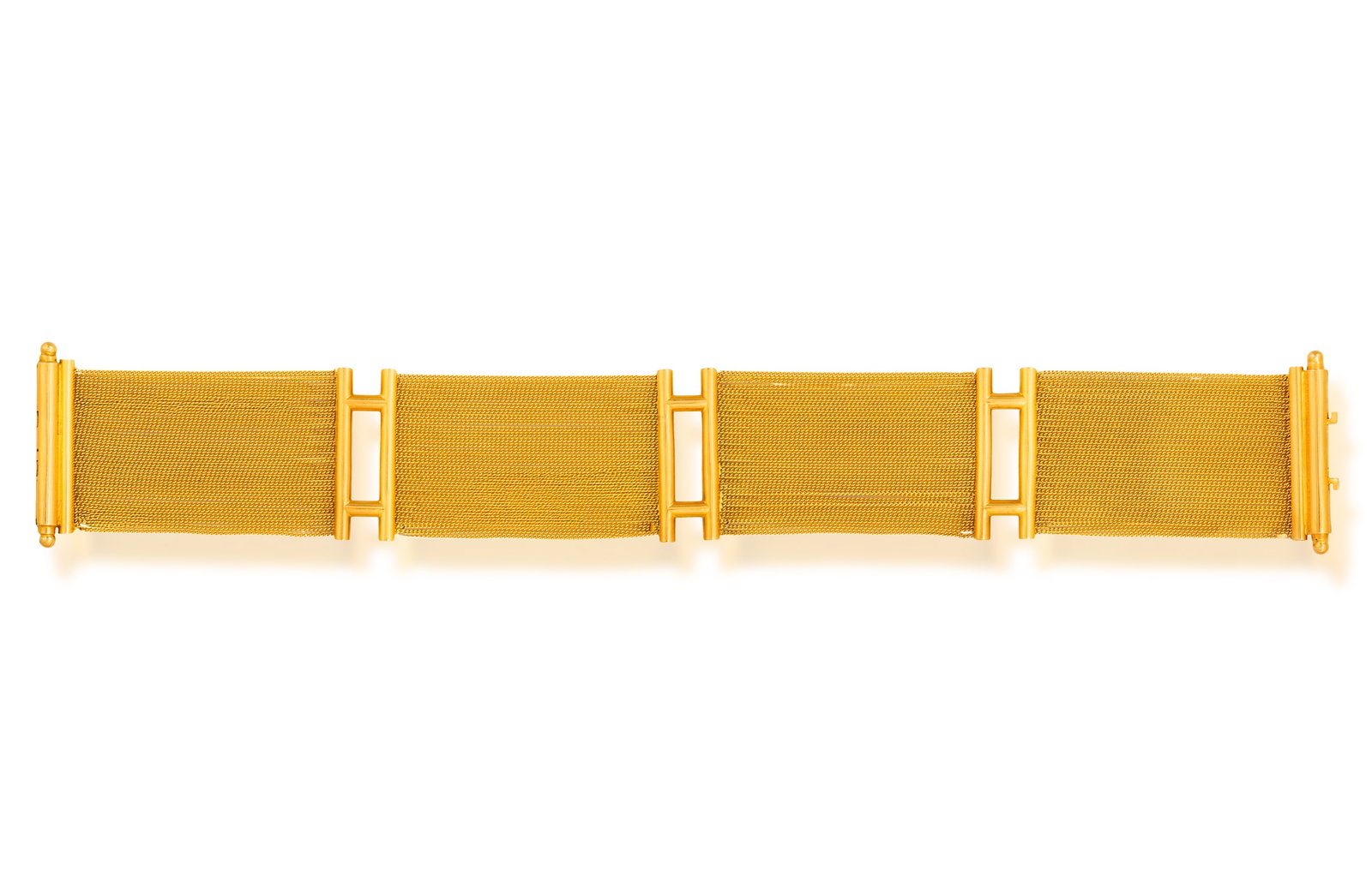 A GOLD BRACELET, CIRCA 1970 • Box-link chains and bar spacers • in 18K gold • Ital (1 of 3)