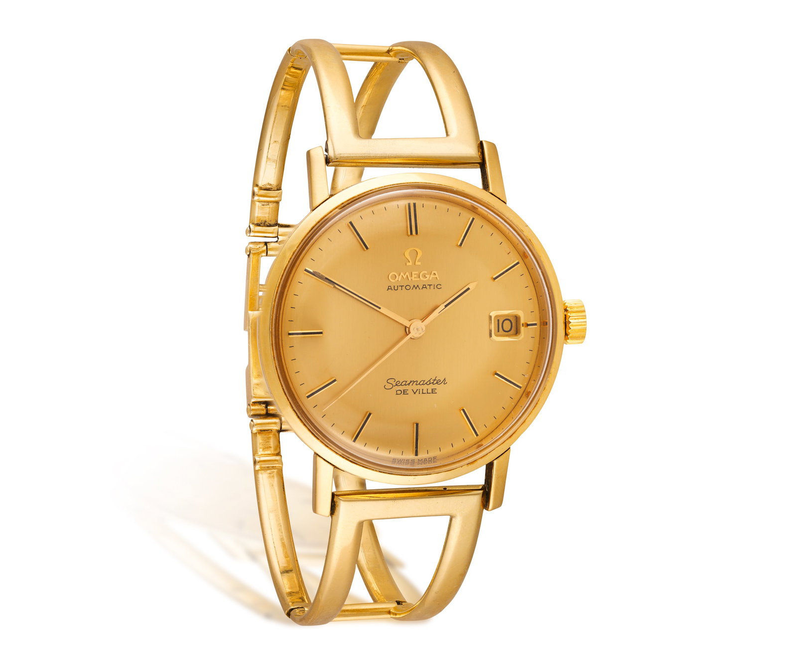 OMEGA: AN 18K GOLD 'SEAMASTER DE VILLE' WATCH • Automatic movement • circular champagne (1 of 2)