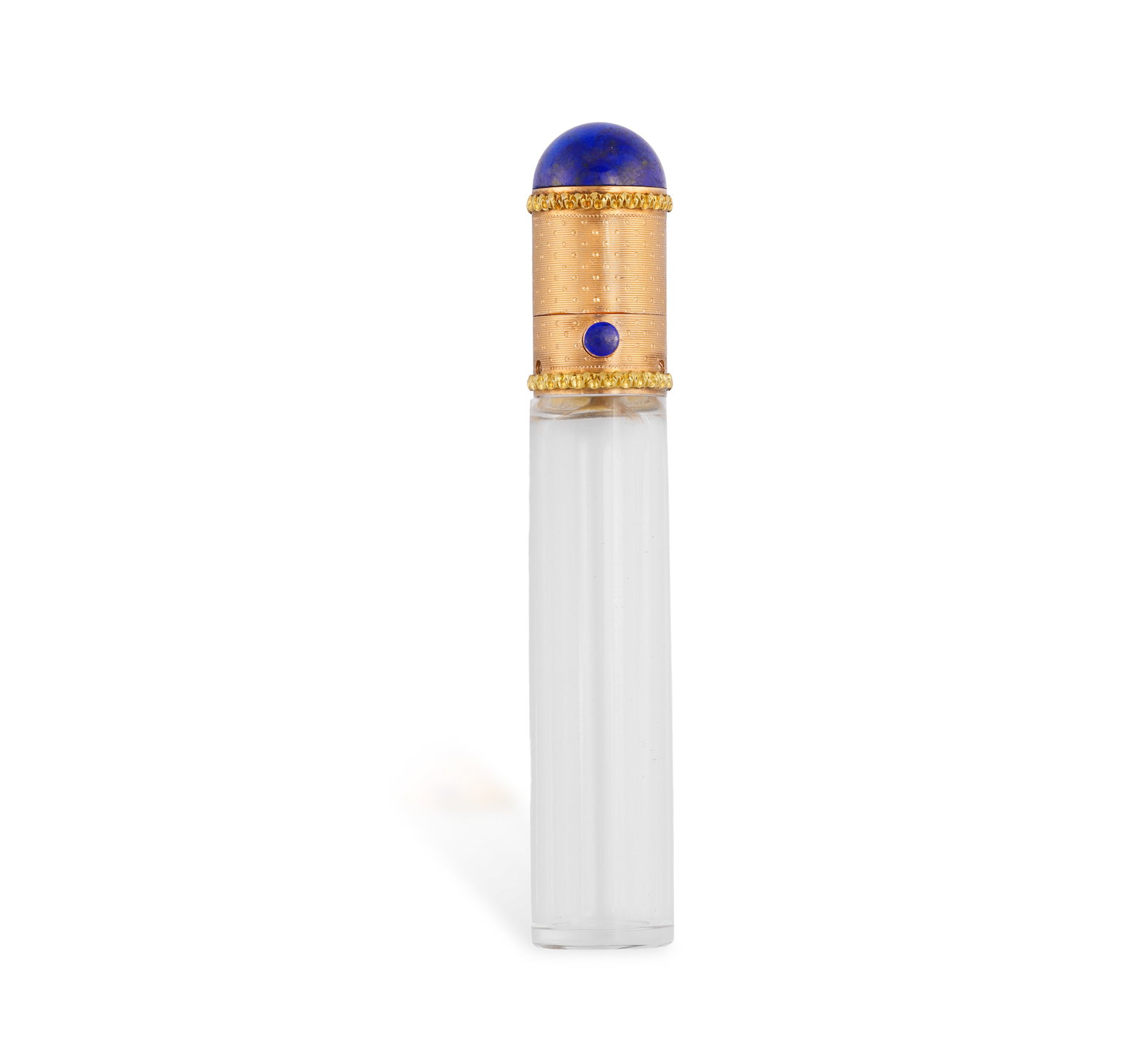 A LATE 19TH/EARLY 20TH CENTURY LAPIS LAZULI, ROCK CRYSTAL AND SAPPHIRE SCENT BOTTLE • Lapis (1 of 2)