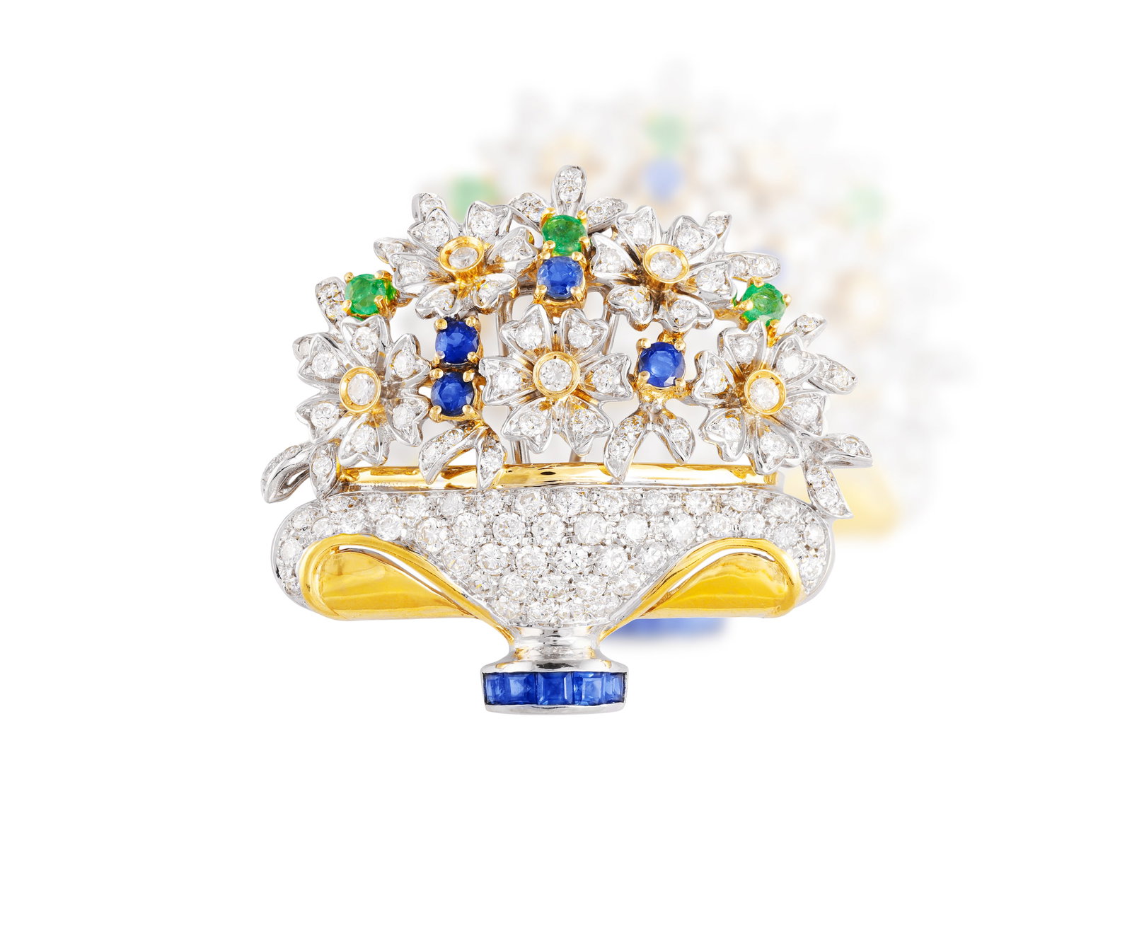 A DIAMOND AND GEM-SET GIARDINETTO BROOCH • Brilliant-cut diamonds, approx. 3.00cts total ̶ (1 of 2)
