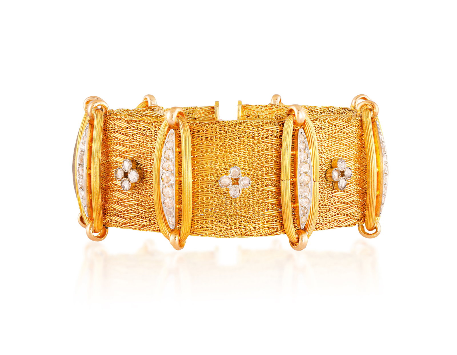 A DIAMOND BRACELET • Set with rose-cut diamonds, approx. 3.30cts total • mounted in 18K  (1 of 2)