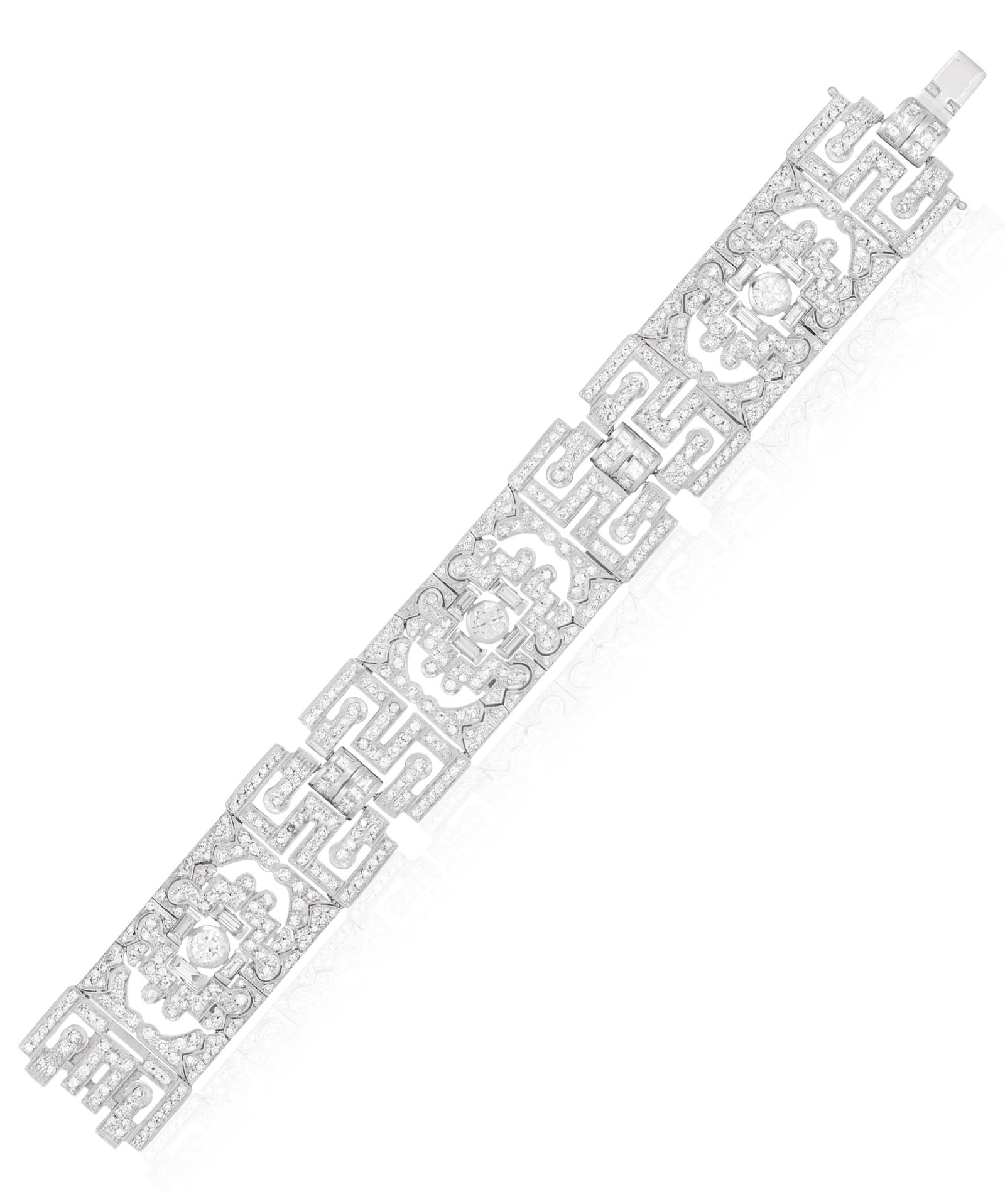 A DIAMOND BRACELET • Of Art Deco style • brilliant, old, baguette, square and single-cut (1 of 3)