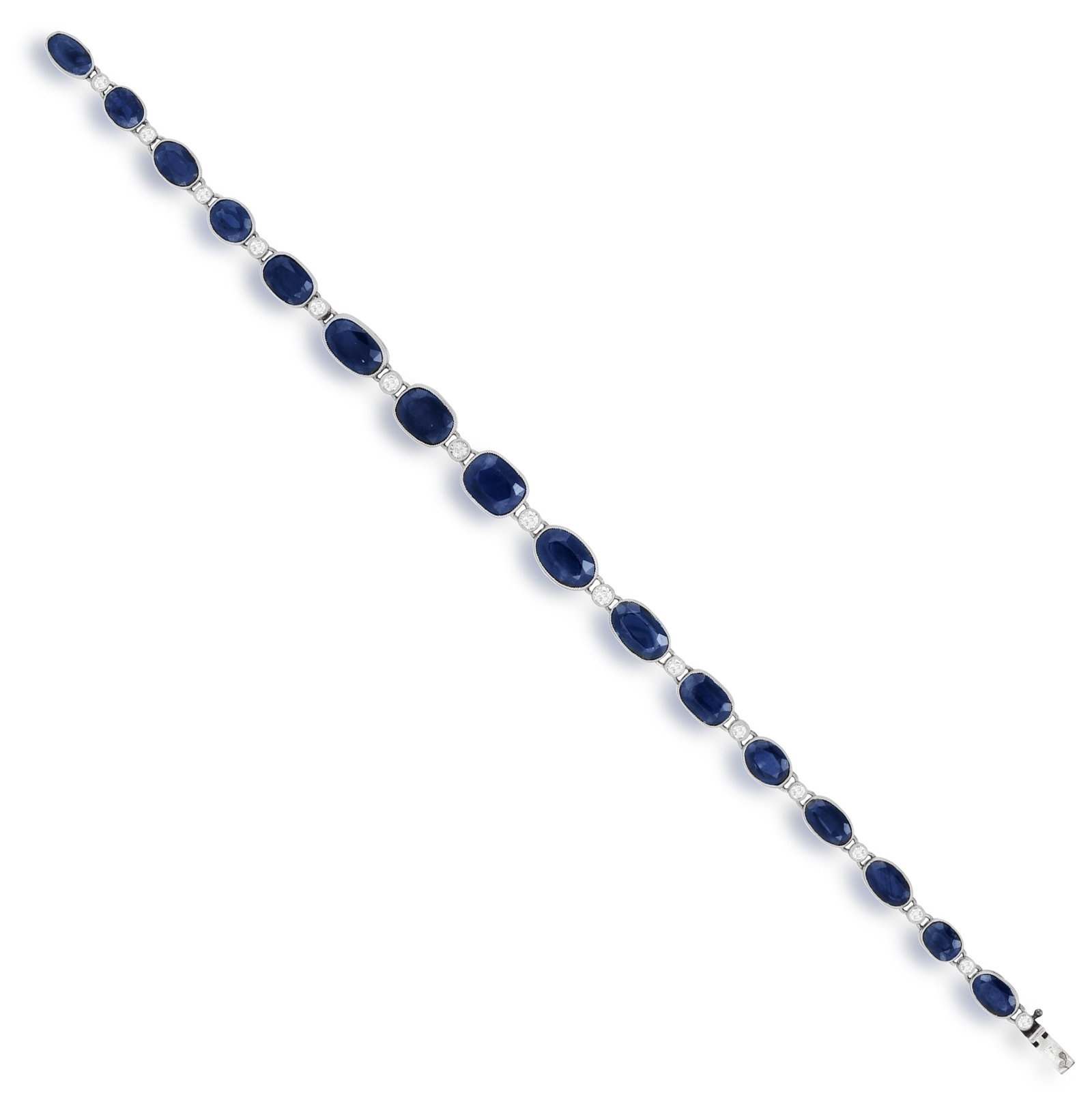 A SAPPHIRE AND DIAMOND BRACELET • Graduated cushion and oval-shaped sapphires • single-c (1 of 3)