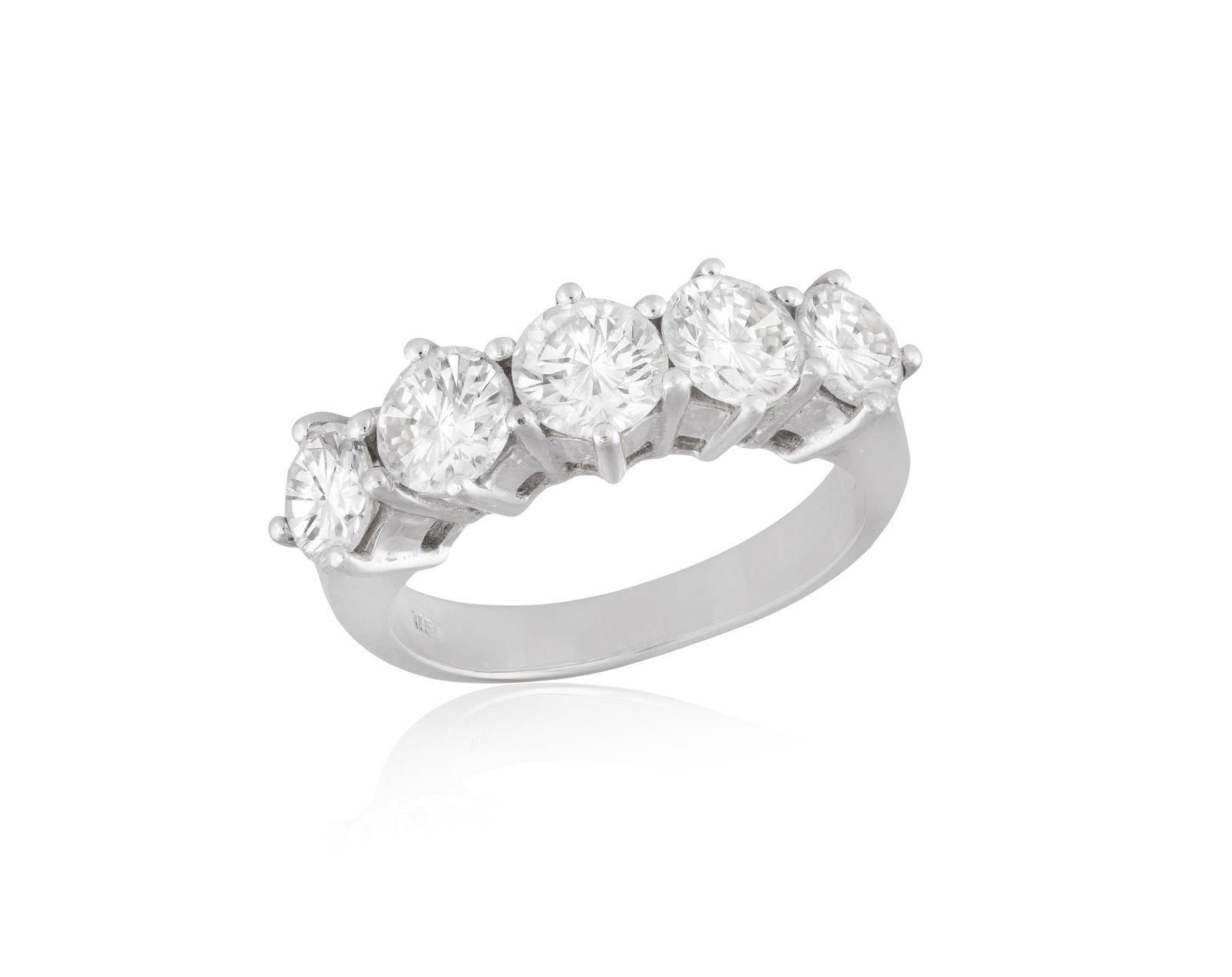 A DIAMOND FIVE-STONE RING • Brilliant-cut diamonds, approx. 2.70cts total • mounted in (1 of 2)