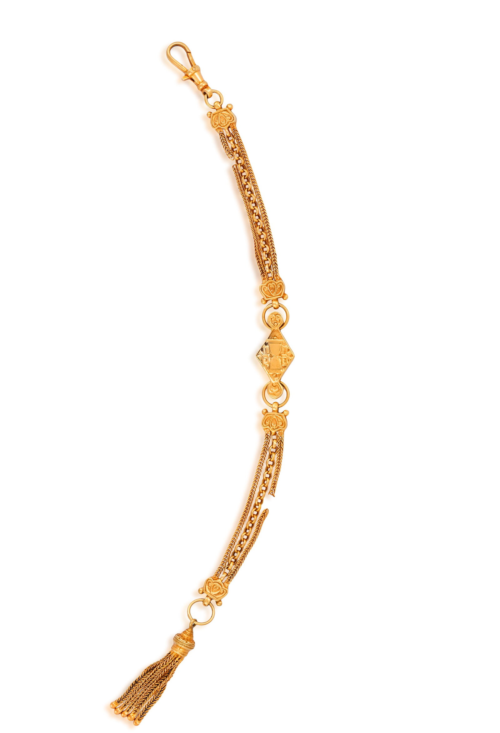 A 9K GOLD CHAIN • Swivel clasp and tassel terminal • in 9K gold • English import (1 of 3)