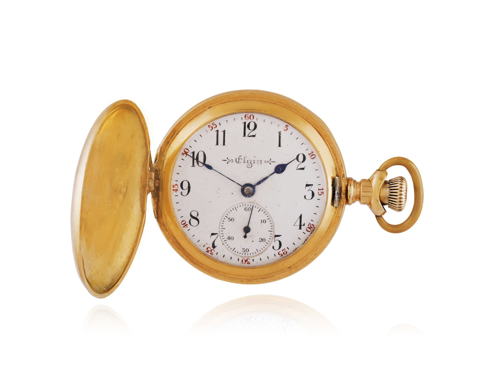 ELGIN: A 14K GOLD LADIES FOB POCKET WATCH • Manual wind movement • circular white enamel (1 of 4)
