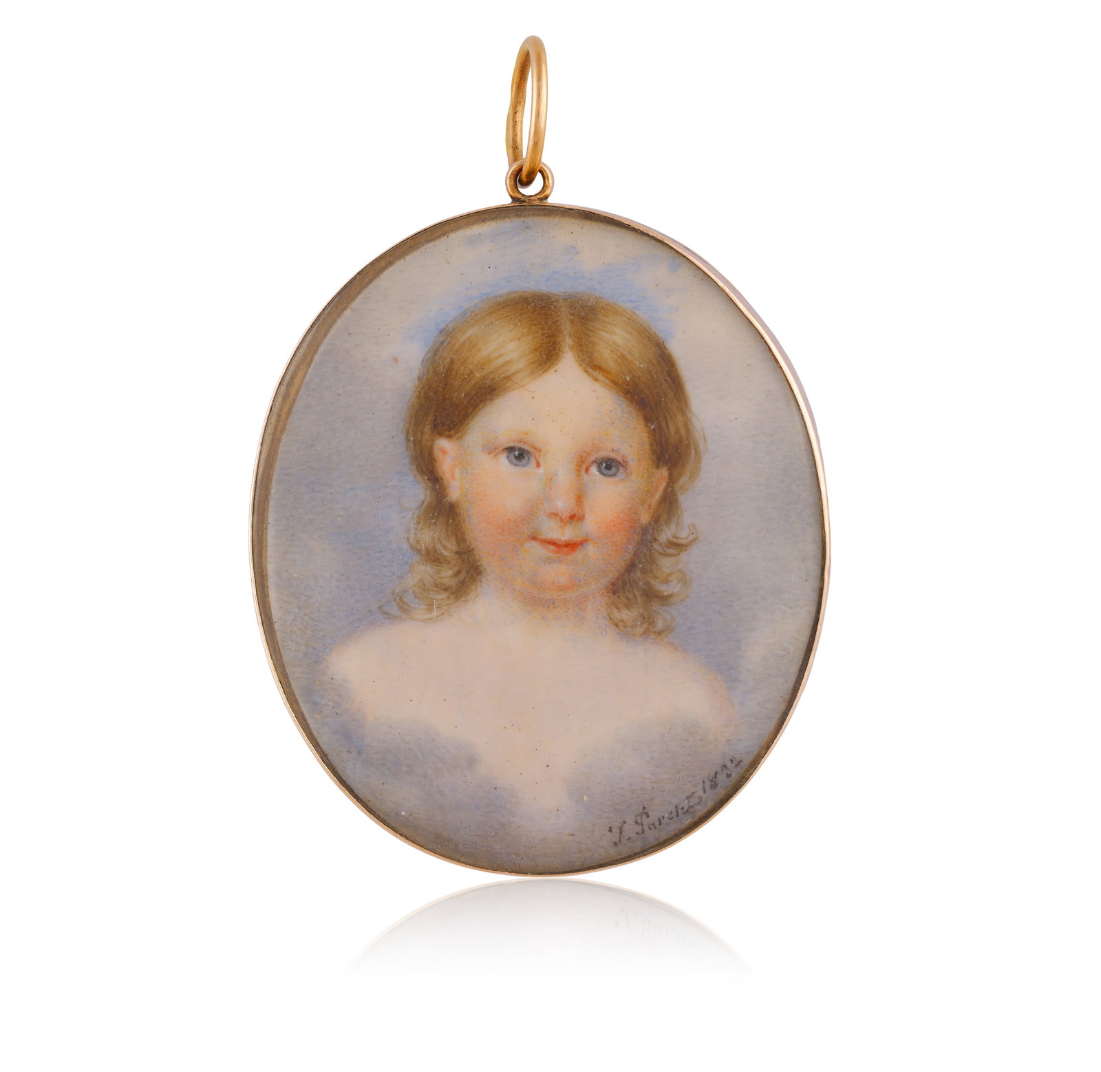 JOSEPH PARENT: AN EARLY 19TH CENTURY MINIATURE GOLD PENDANT • An oval-shaped pendant with the (1 of 3)