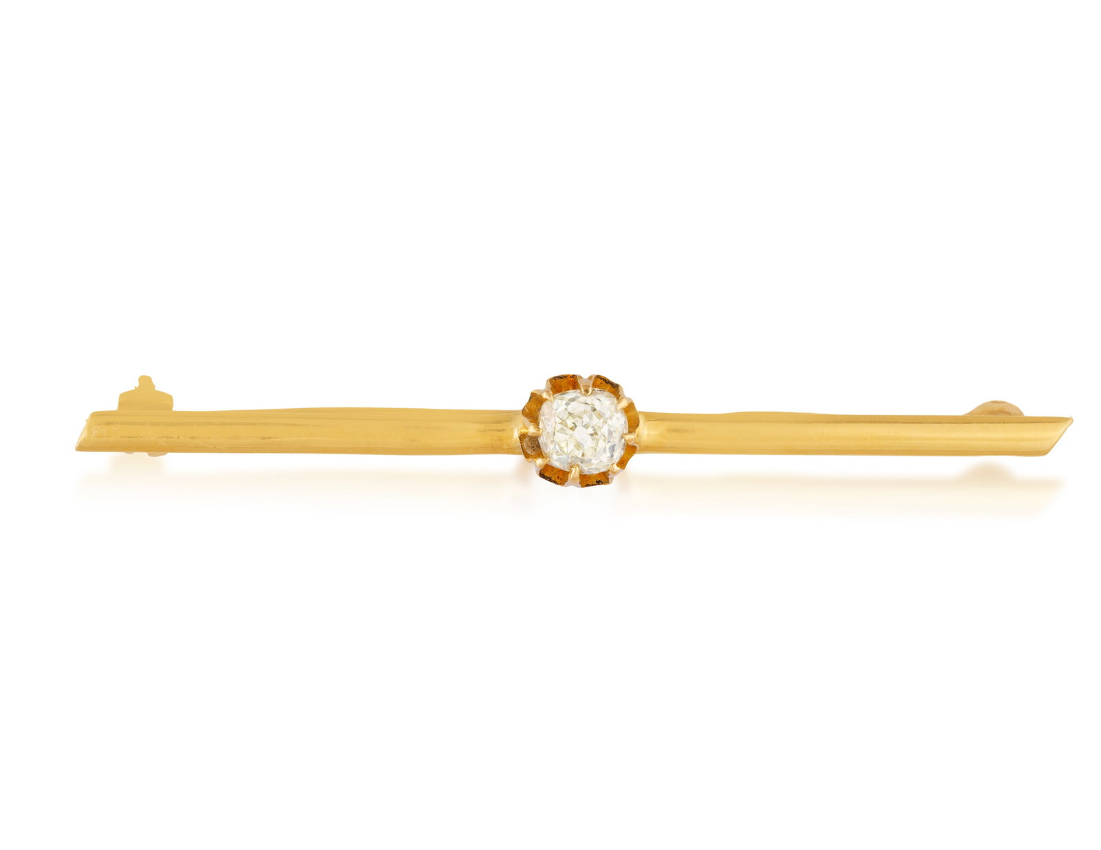 A DIAMOND BAR BROOCH, 1914 • Old-cut diamond, approx. 0.60ct • mounted in 18K gold ̶ (1 of 2)
