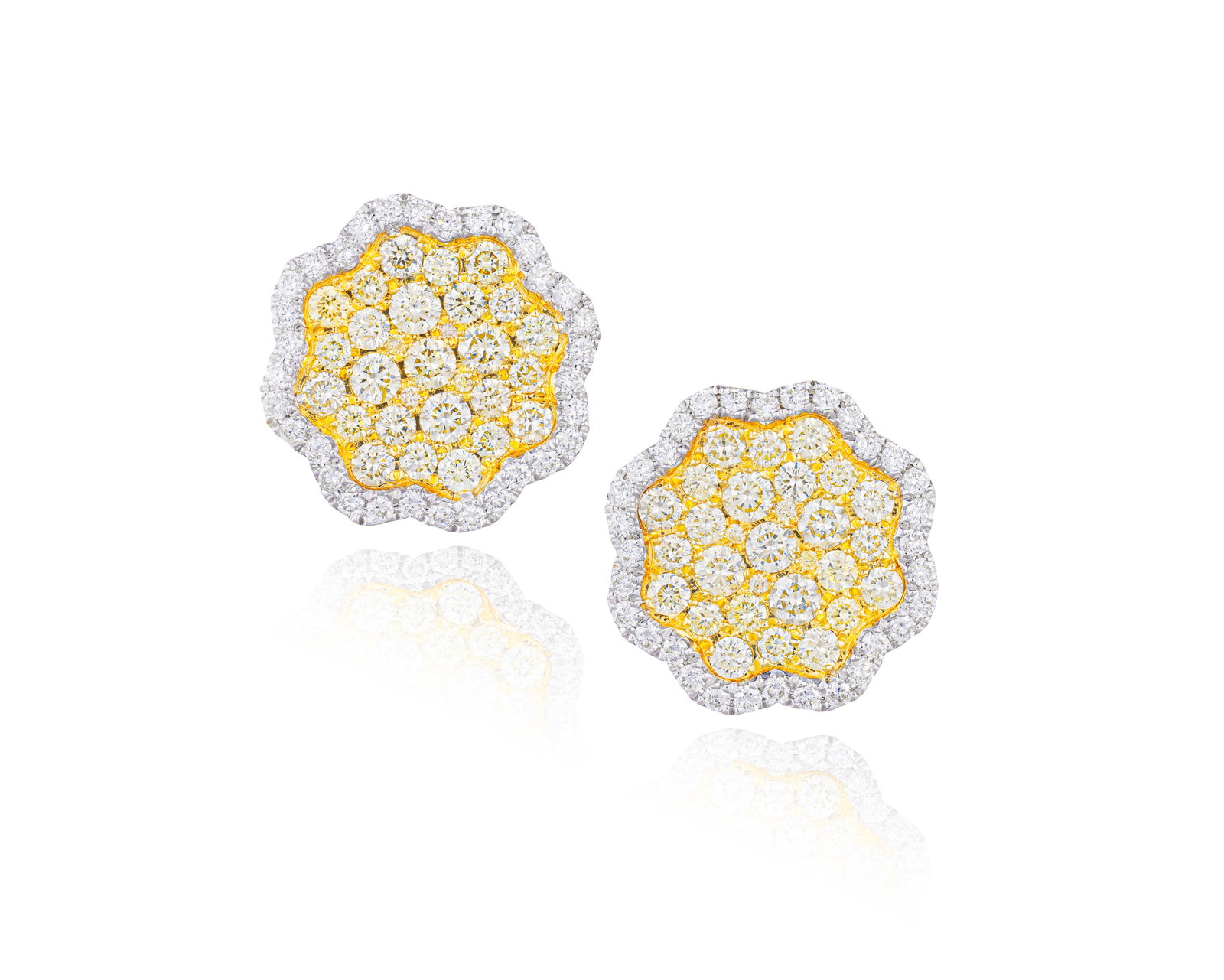 A PAIR OF DIAMOND EARRINGS • Brilliant-cut diamonds, approx. 2.80cts total • mounted in  (1 of 2)