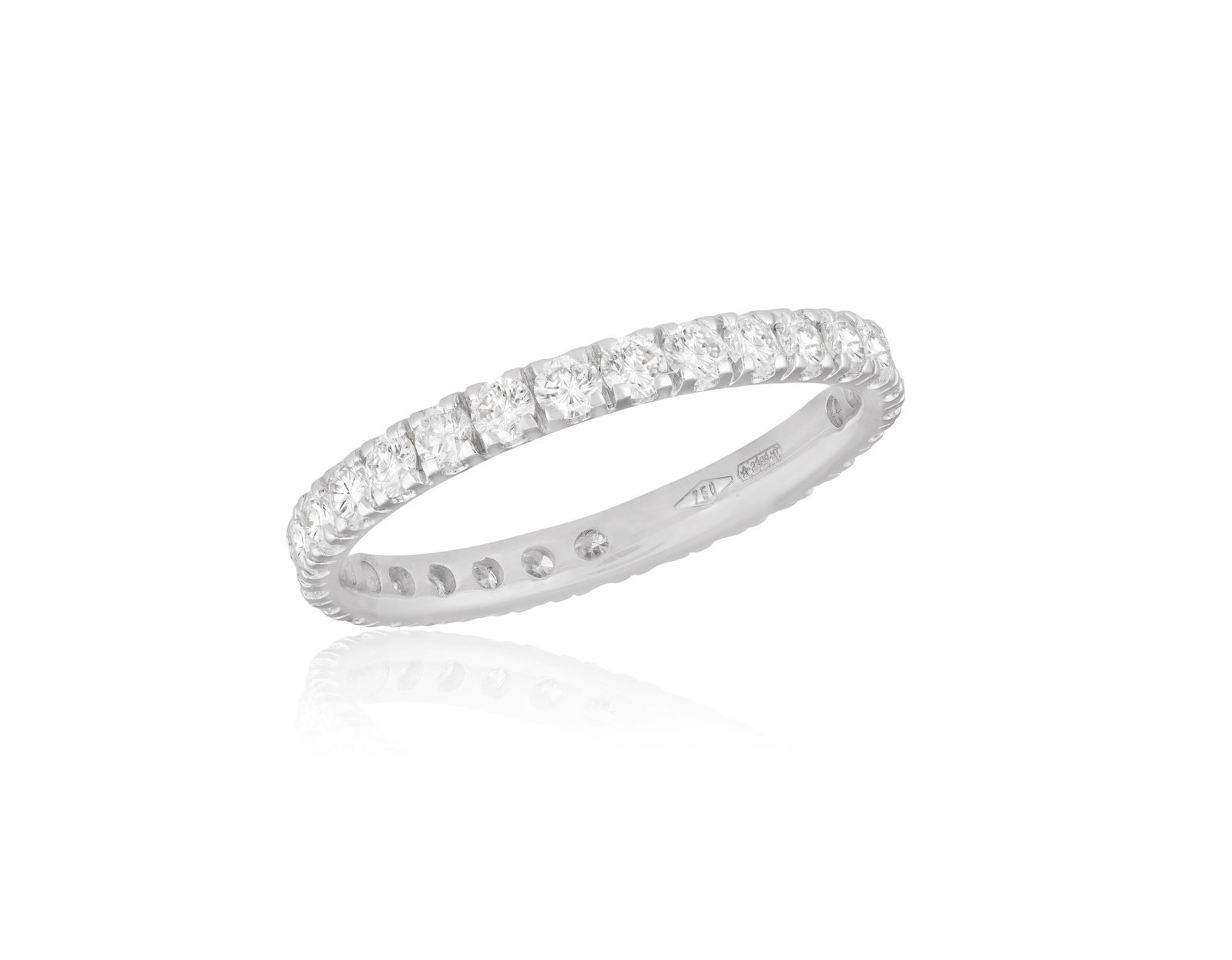 A DIAMOND ETERNITY RING • Brilliant-cut diamonds, approx. 1.00cts total • mounted in 18K: A DIAMOND ETERNITY RING • Brilliant-cut diamonds, approx. 1.00cts total • mounted in 18K gold • Italian registry mark • ring size N½