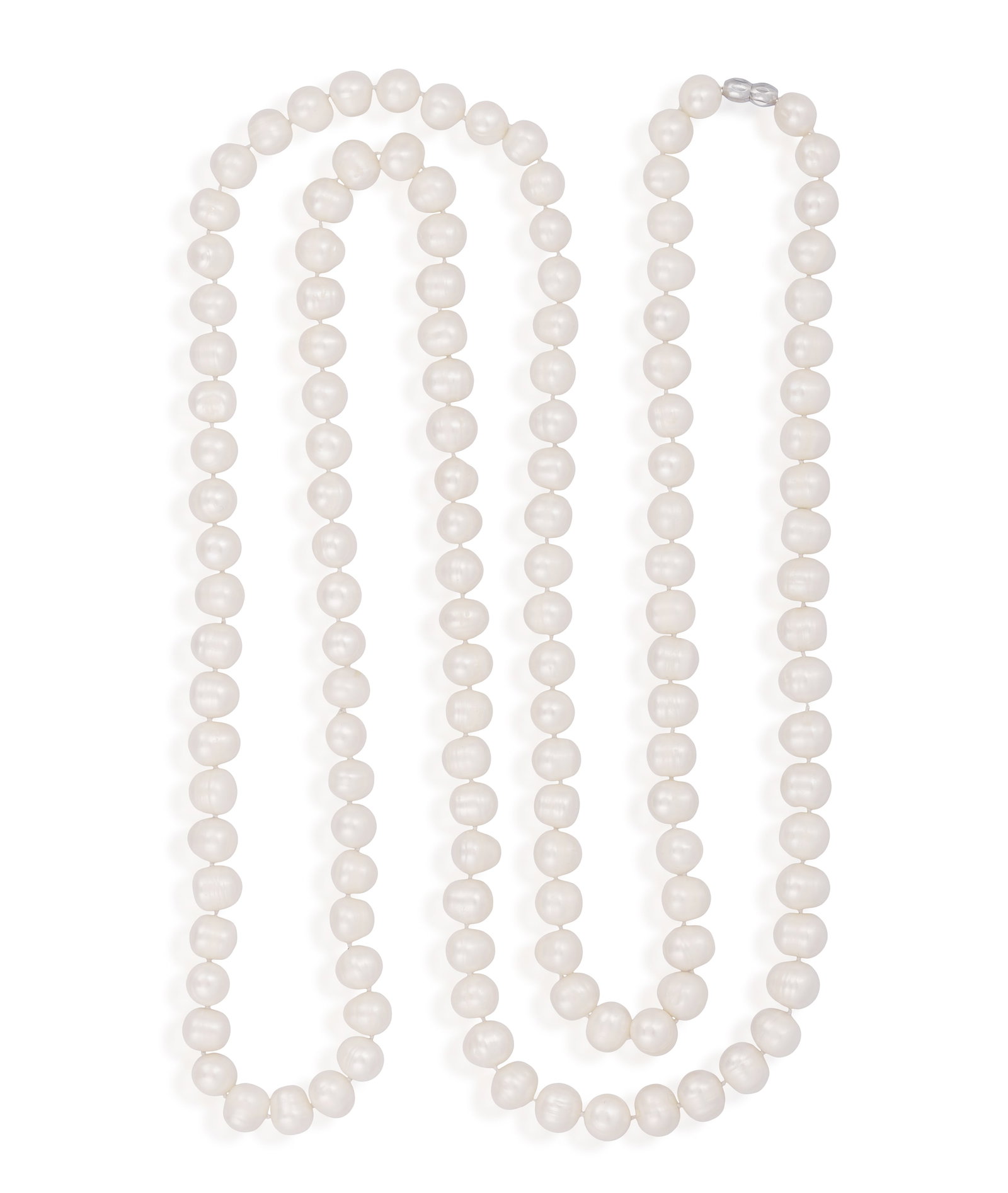 A CULTURED PEARL NECKLACE • A row of cultured pearls, approx. 9.9 to 11.5mm • length: A CULTURED PEARL NECKLACE • A row of cultured pearls, approx. 9.9 to 11.5mm • length 147.5cm *This lot is sold without a reserve