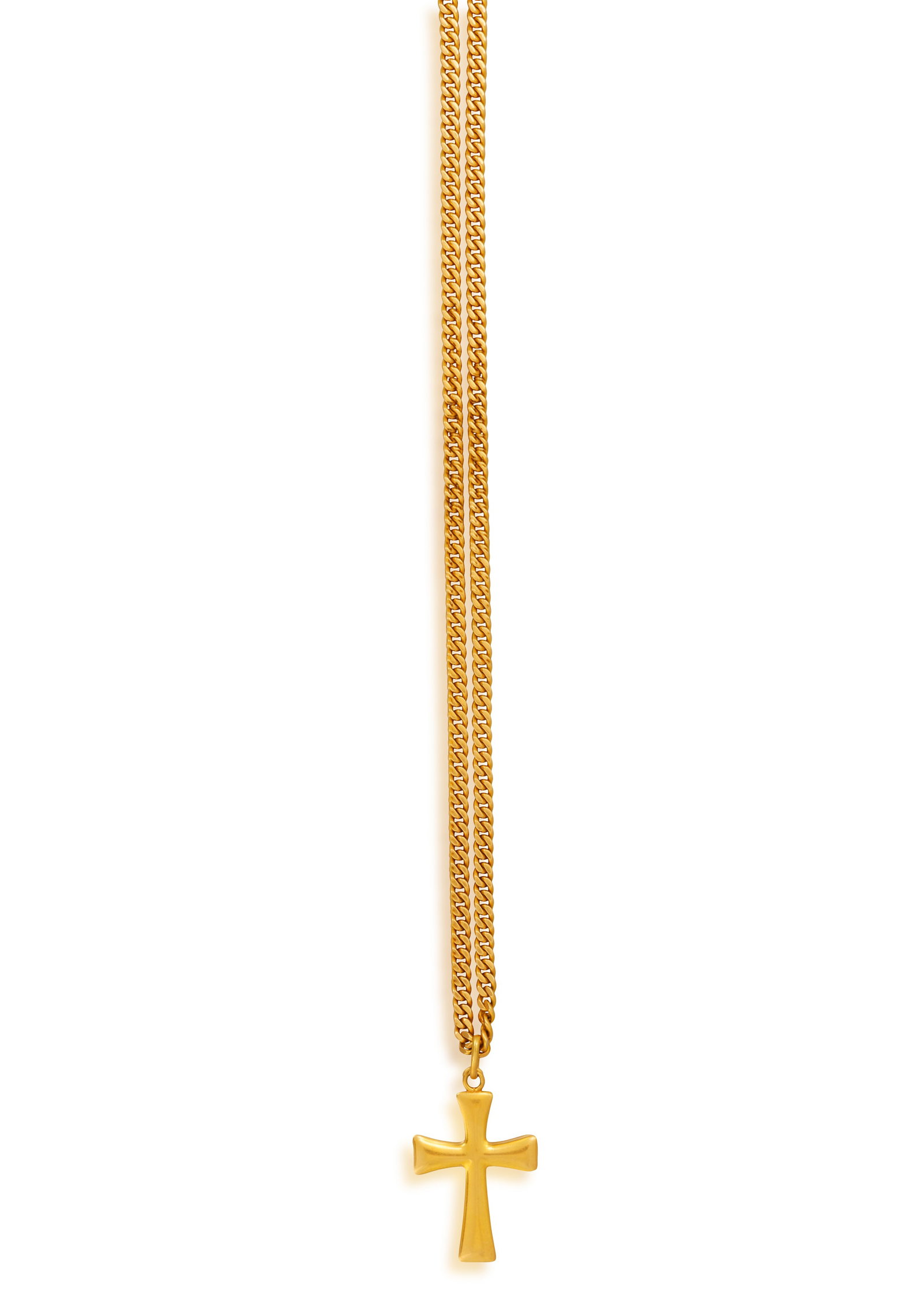 A CROSS PENDANT ON CHAIN • Curb-link chain • in 18K gold • Italian registry mark (1 of 2)
