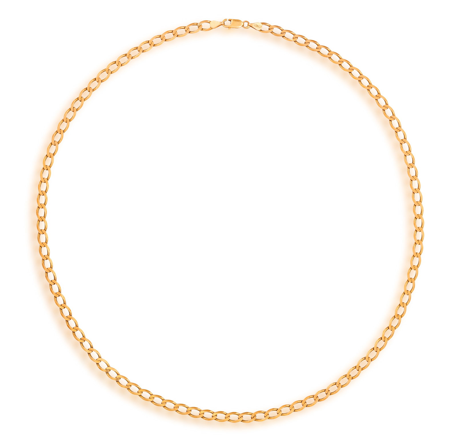 A 9K GOLD CHAIN NECKLACE • Flattened curb-links • in 9K gold • English hallmarks (1 of 3)