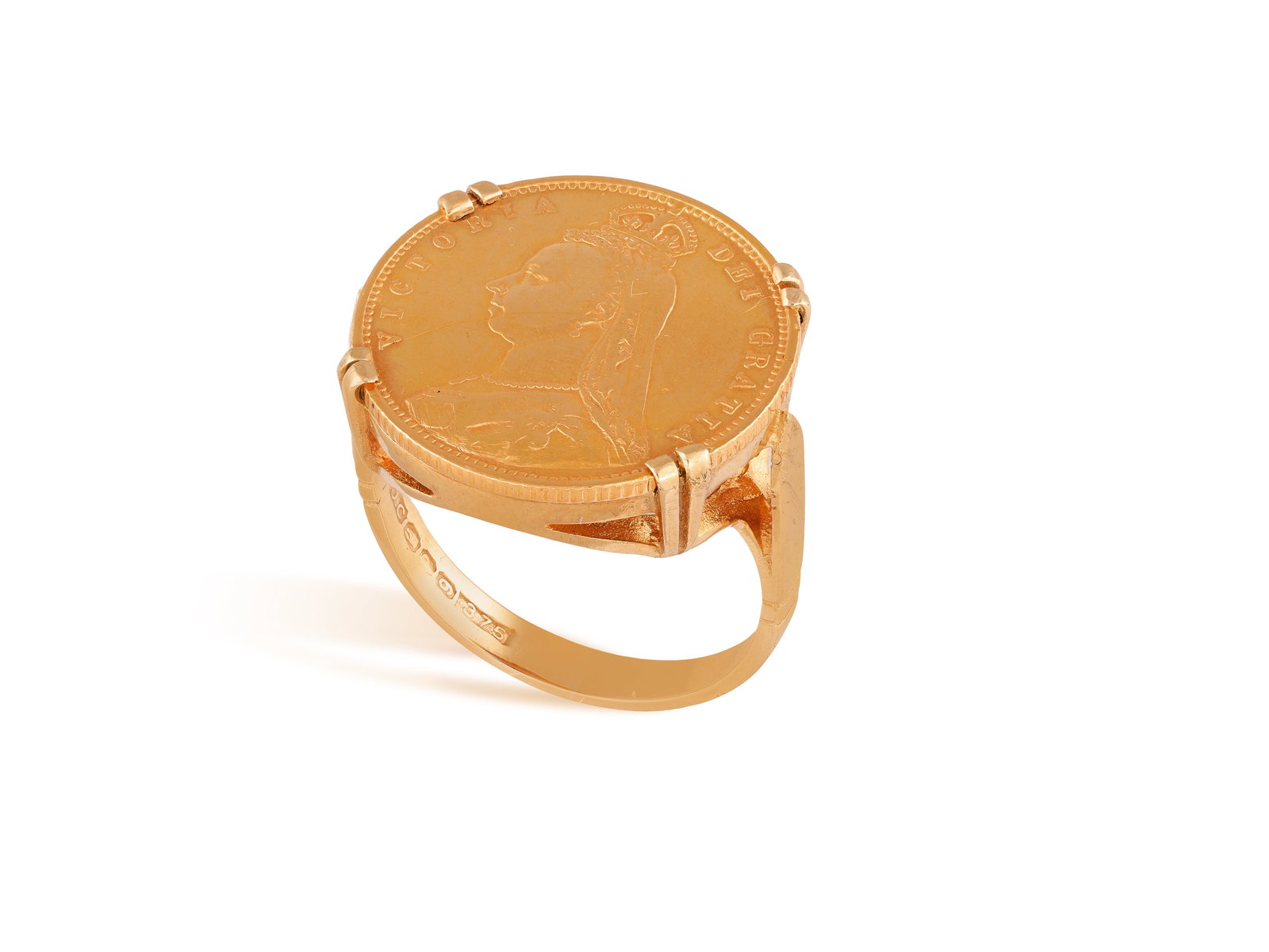 A HALF-SOVEREIGN GOLD COIN RING Inset with Queen Victoria ‘Jubilee Head’ half-Sovereign (1 of 3)