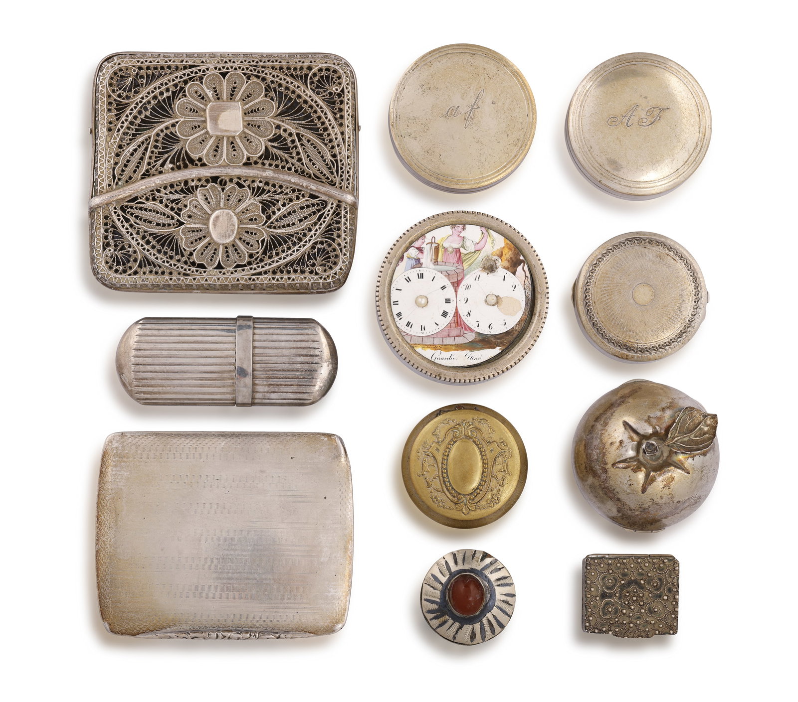 A COLLECTION OF MISCELLANEOUS OBJECTS • Comprising: A rectangular-shaped box • in silver (1 of 6)