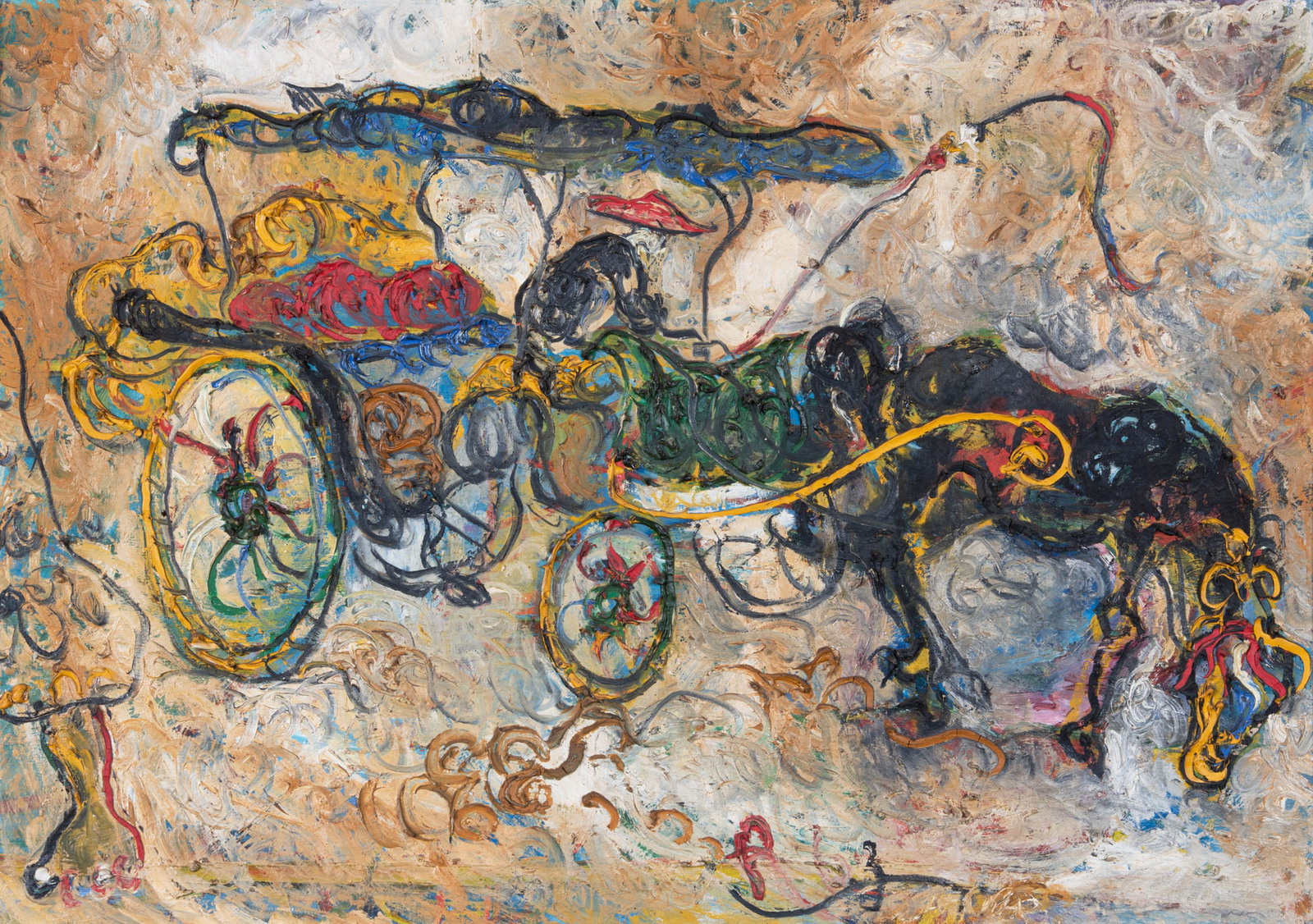 Affandi (1907-1990) The Cab from Yogyakarta, 1962 Signed monogram of artist, 62 Size.62x84cm Pro (1 of 4)