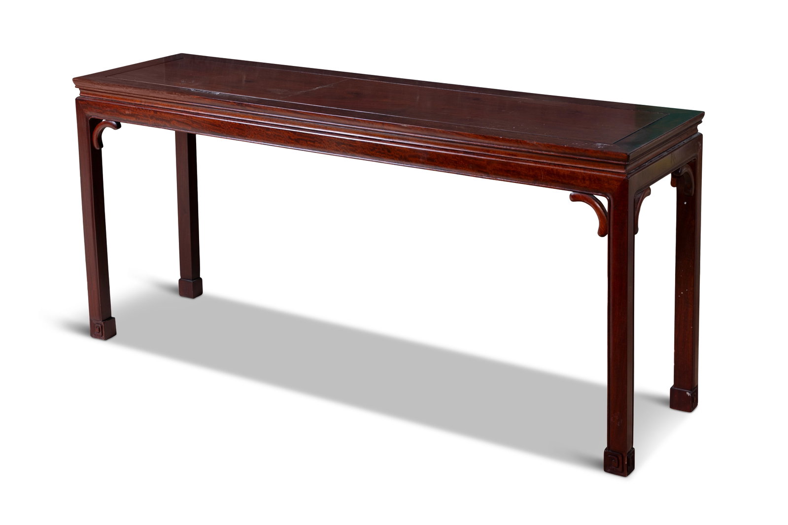 A CHINESE HARDWOOD CONSOLE / ALTAR TABLE China, 20th century of oblong shape, with paneled top and (1 of 1)
