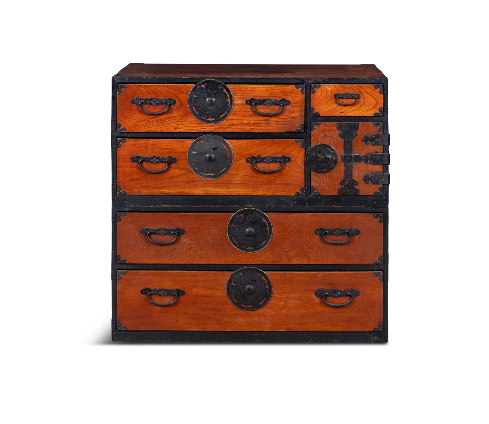 A JAPANESE TSANTU CHEST, 19TH CENTURY with iron plates (1 of 4)