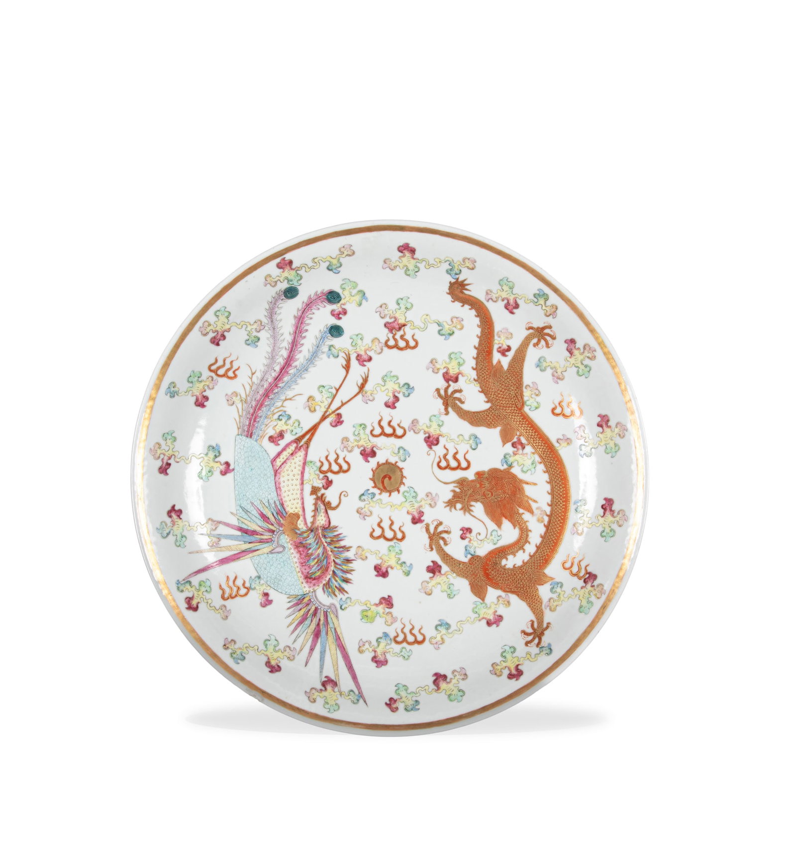 A FAMILLE ROSE AND GILT 'DRAGON AND PHOENIX' CHARGER, MARK AND PERIOD OF GUANGXU 清光 (1 of 2)