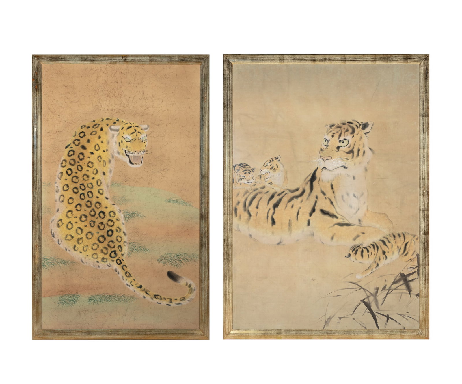 JAPANESE SCHOOL Female Tiger with cubs Painted silk, 129 x 89cm together with JAPANESE SCHOOL (1 of 7)