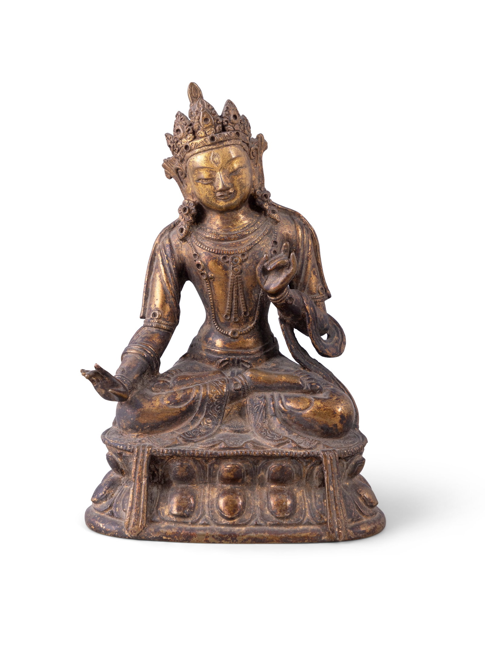 A GILT-BRONZE FIGURE OF A BODHISATTVA Tibet, 19th Century This gilt-bronze figure depicts a (1 of 5)